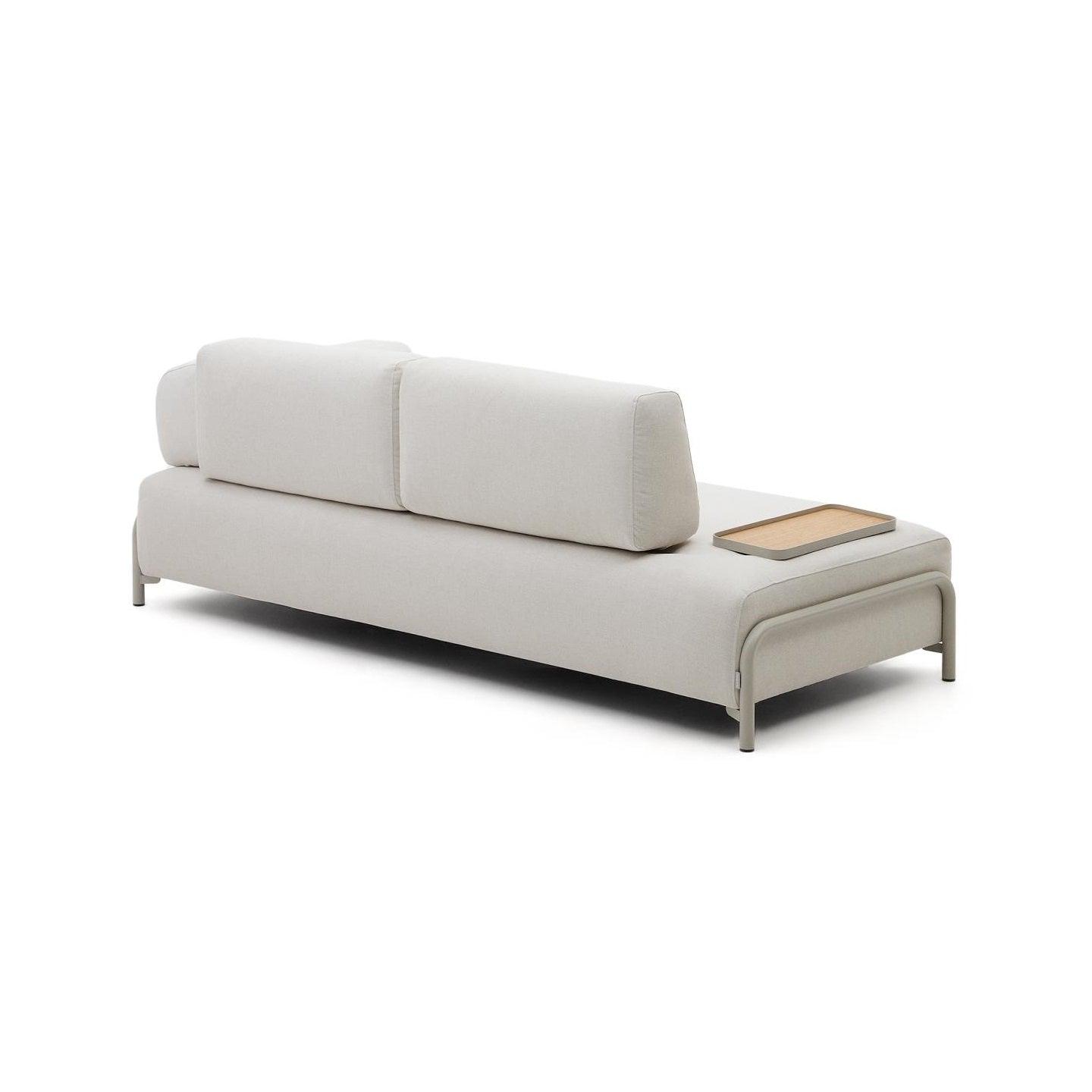 Sofa 3-osobowa modułowa z małą tacką COMPO jasnobeżowy szenil La Forma Eye on Design