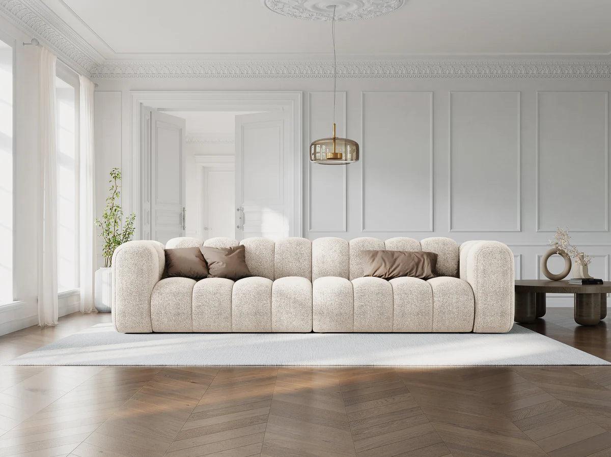 Sofa 4-osobowa LUPINE jasny beżowy szenil do salonu