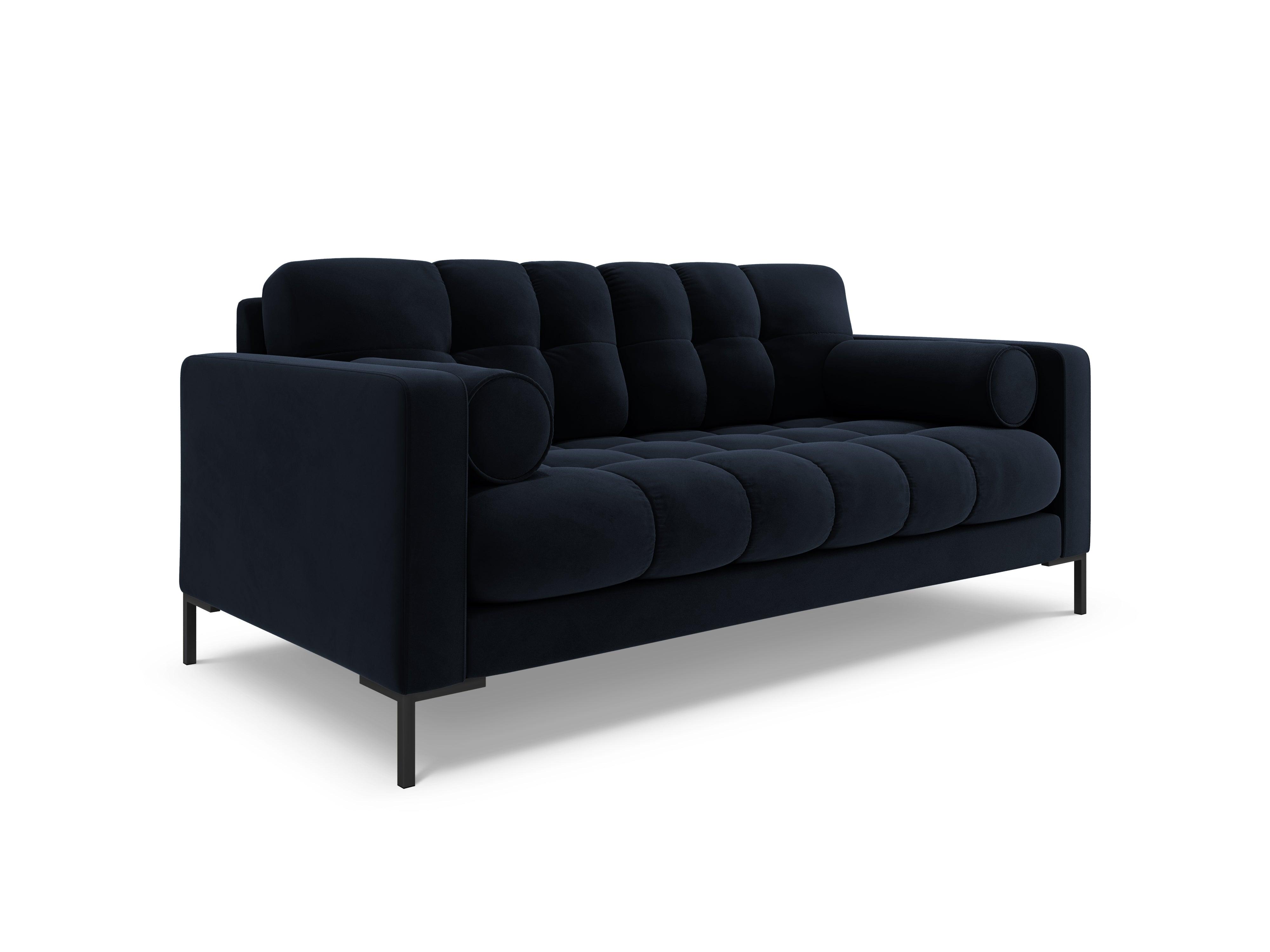 Sofa aksamitna 2-osobowa BALI ciemnoniebieski z czarną podstawą Cosmopolitan Design Eye on Design