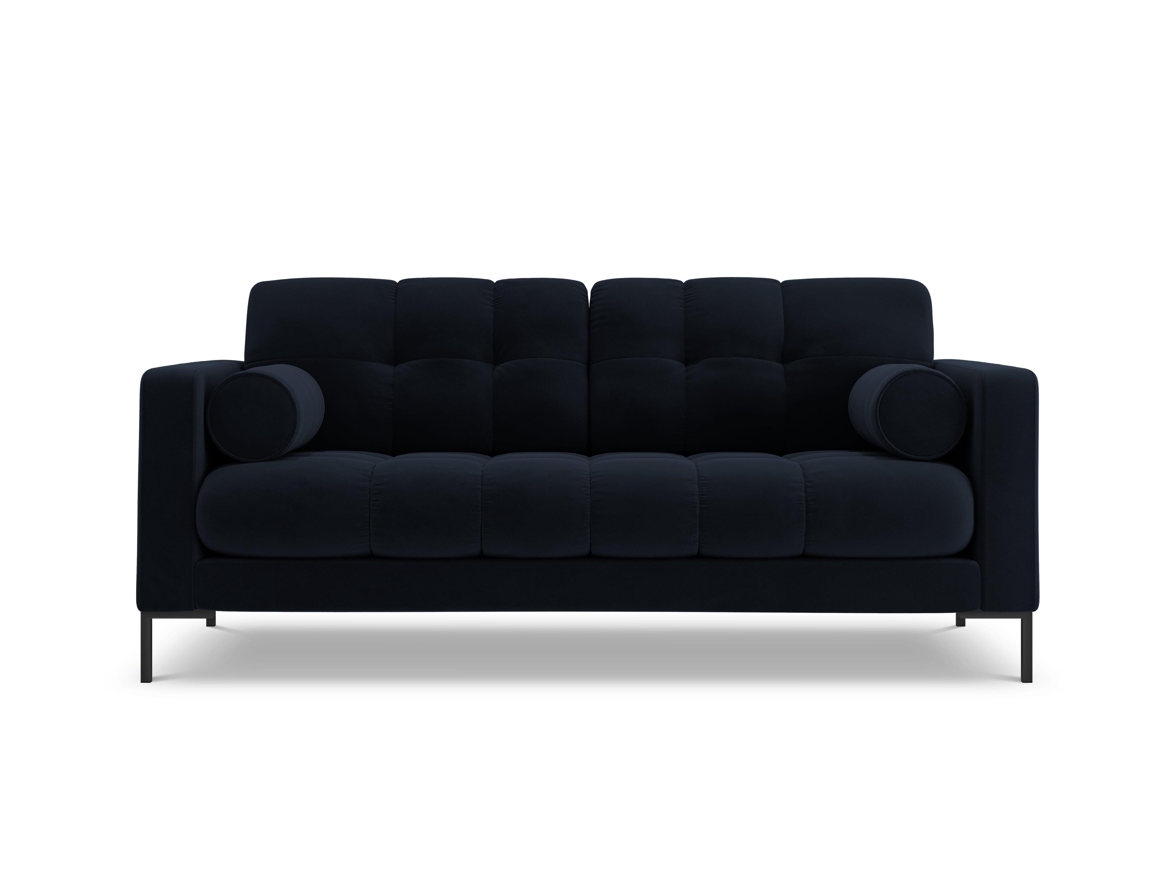 Sofa aksamitna 2-osobowa BALI ciemnoniebieski z czarną podstawą Cosmopolitan Design Eye on Design