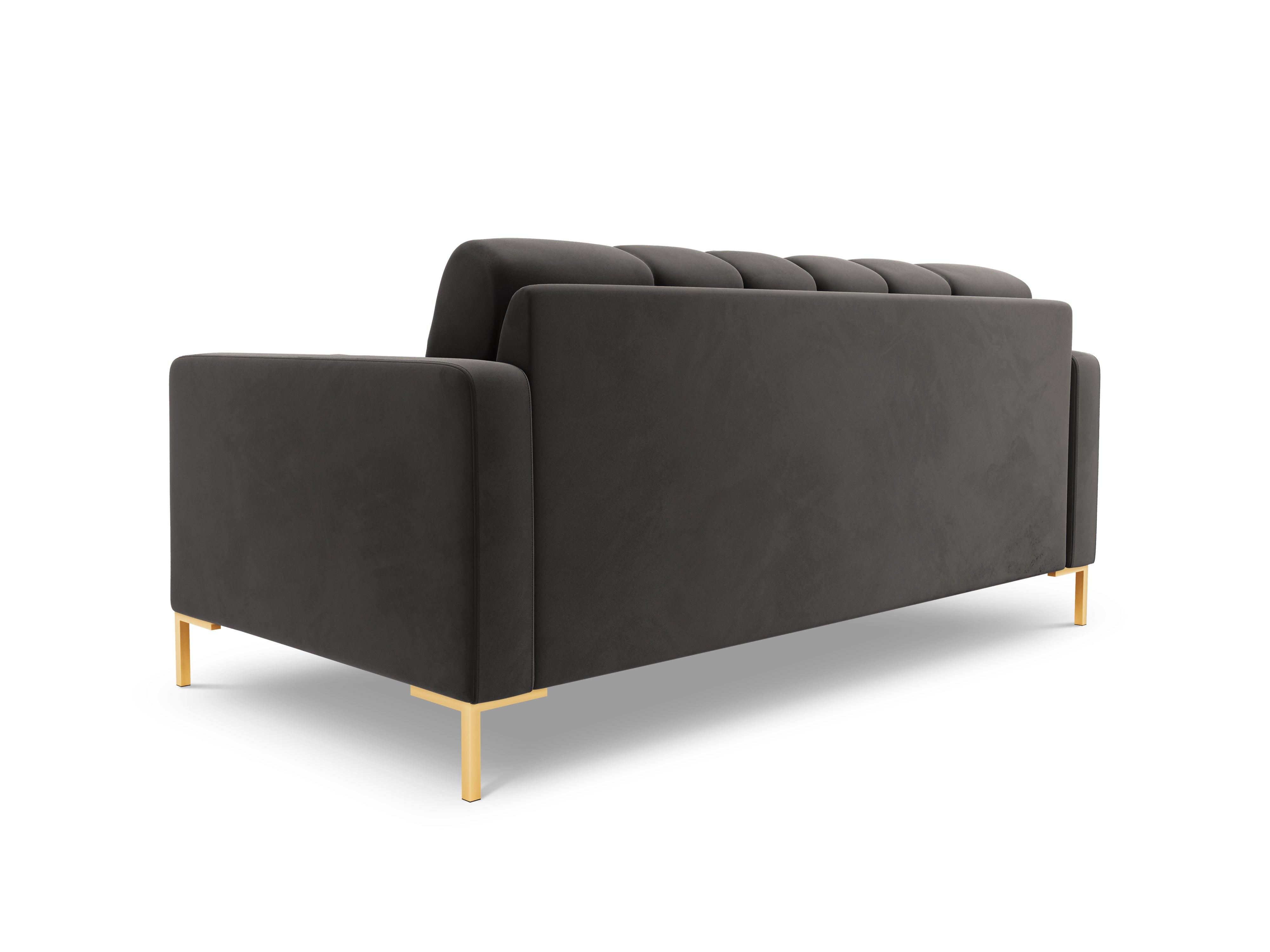 Sofa aksamitna 2-osobowa BALI ciemnoszary ze złotą podstawą Cosmopolitan Design Eye on Design