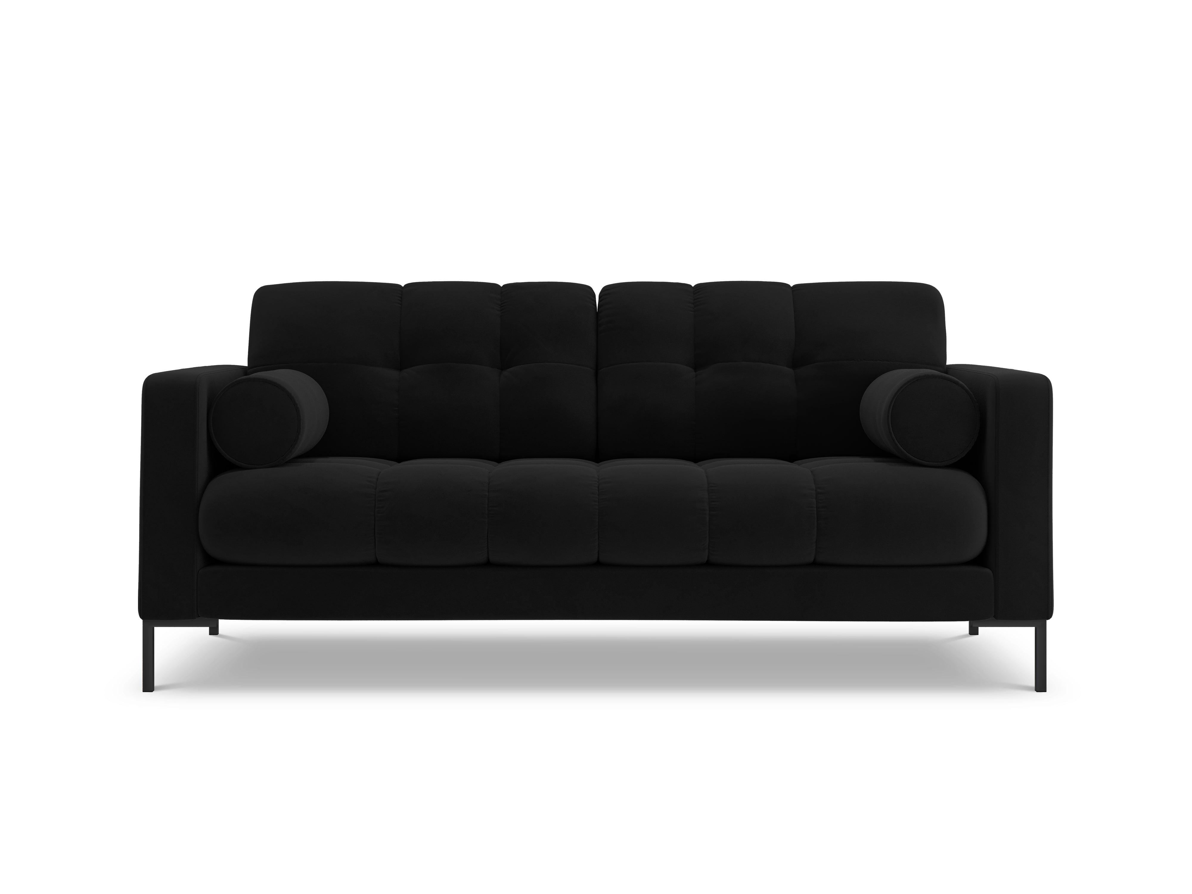 Sofa aksamitna 2-osobowa BALI czarny z czarną podstawą Cosmopolitan Design Eye on Design