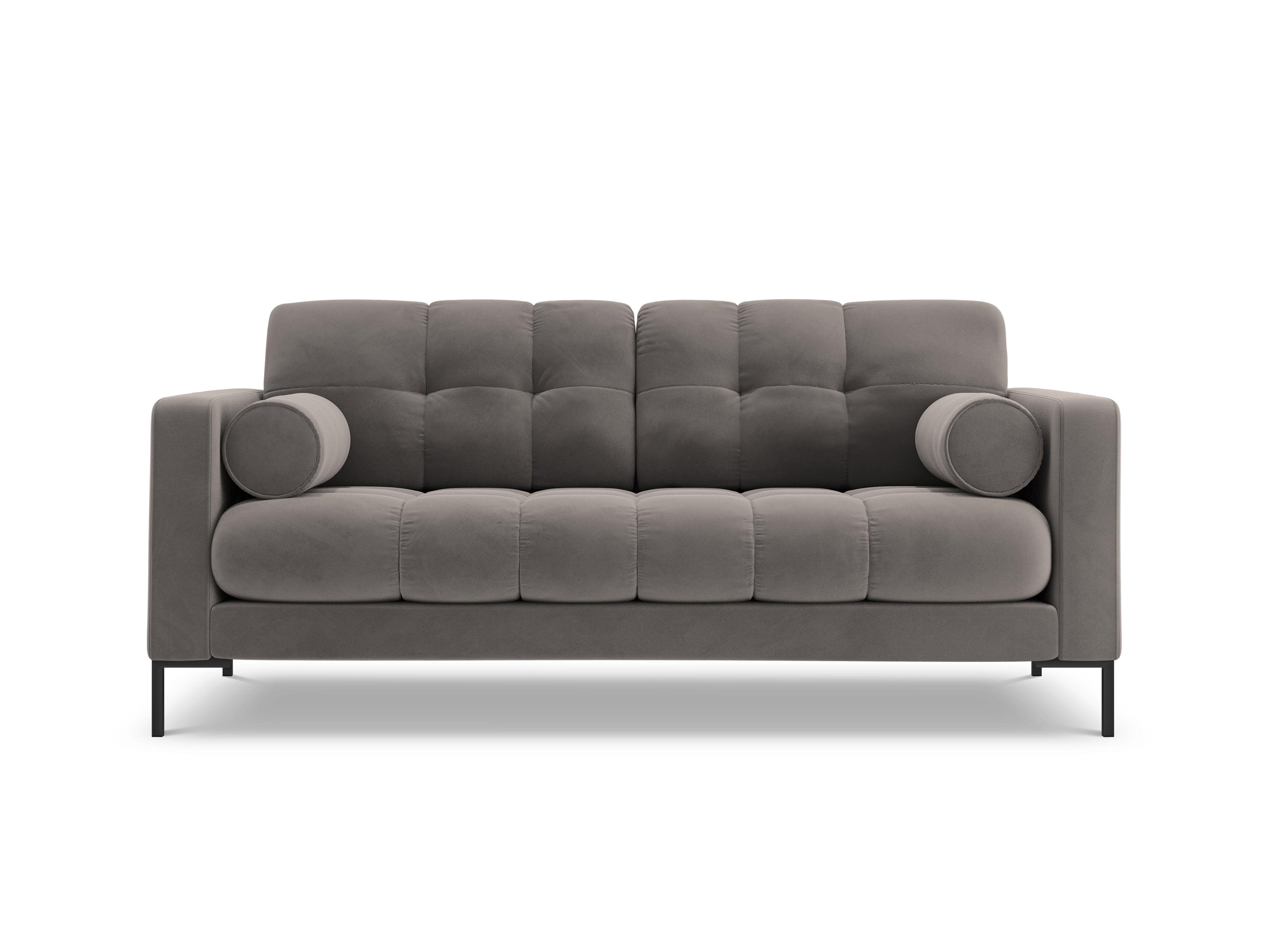 Sofa aksamitna 2-osobowa BALI jasnoszary z czarną podstawą Cosmopolitan Design Eye on Design