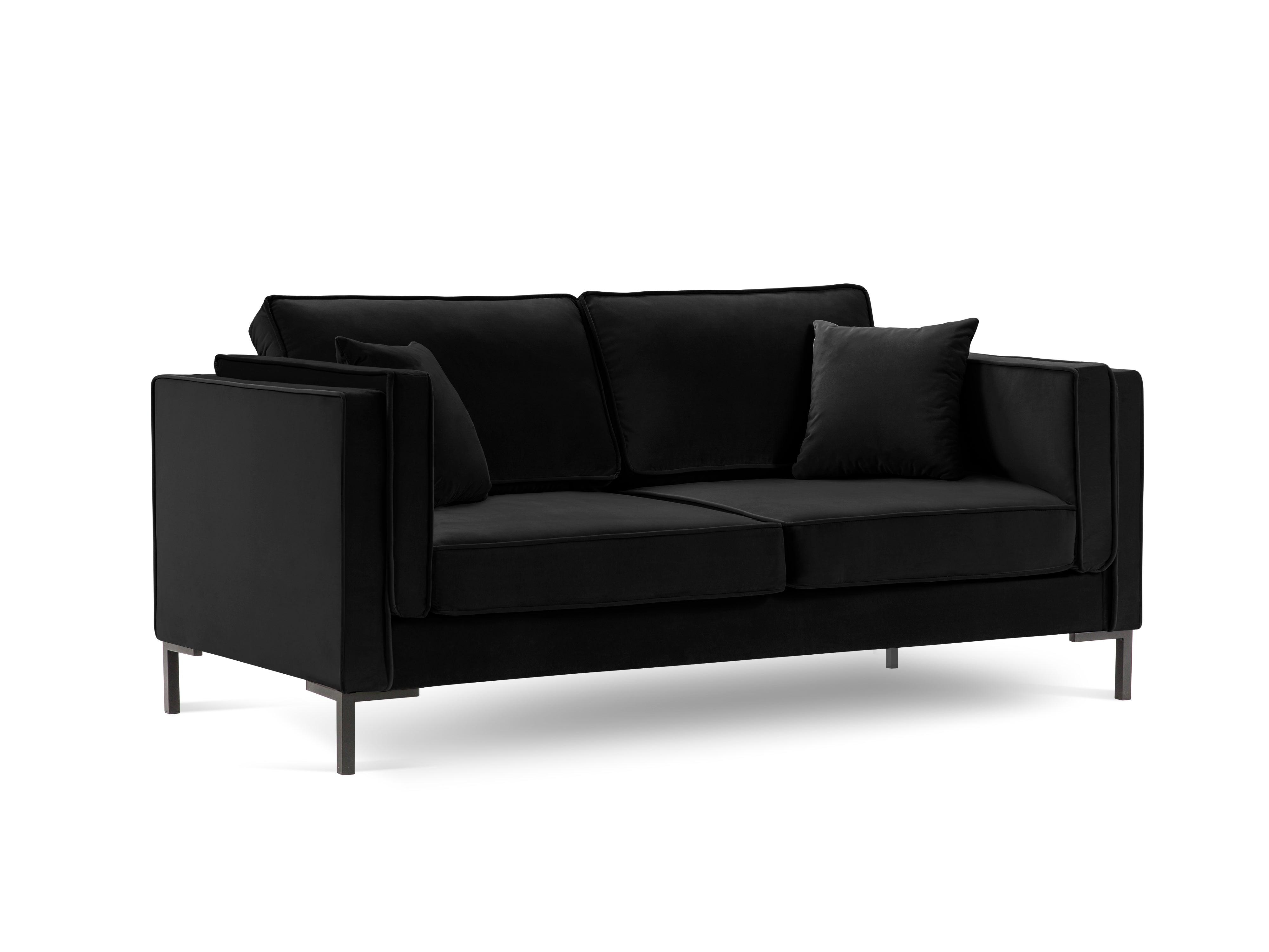 Sofa aksamitna 2-osobowa LUIS czarny z czarną podstawą Milo Casa Eye on Design