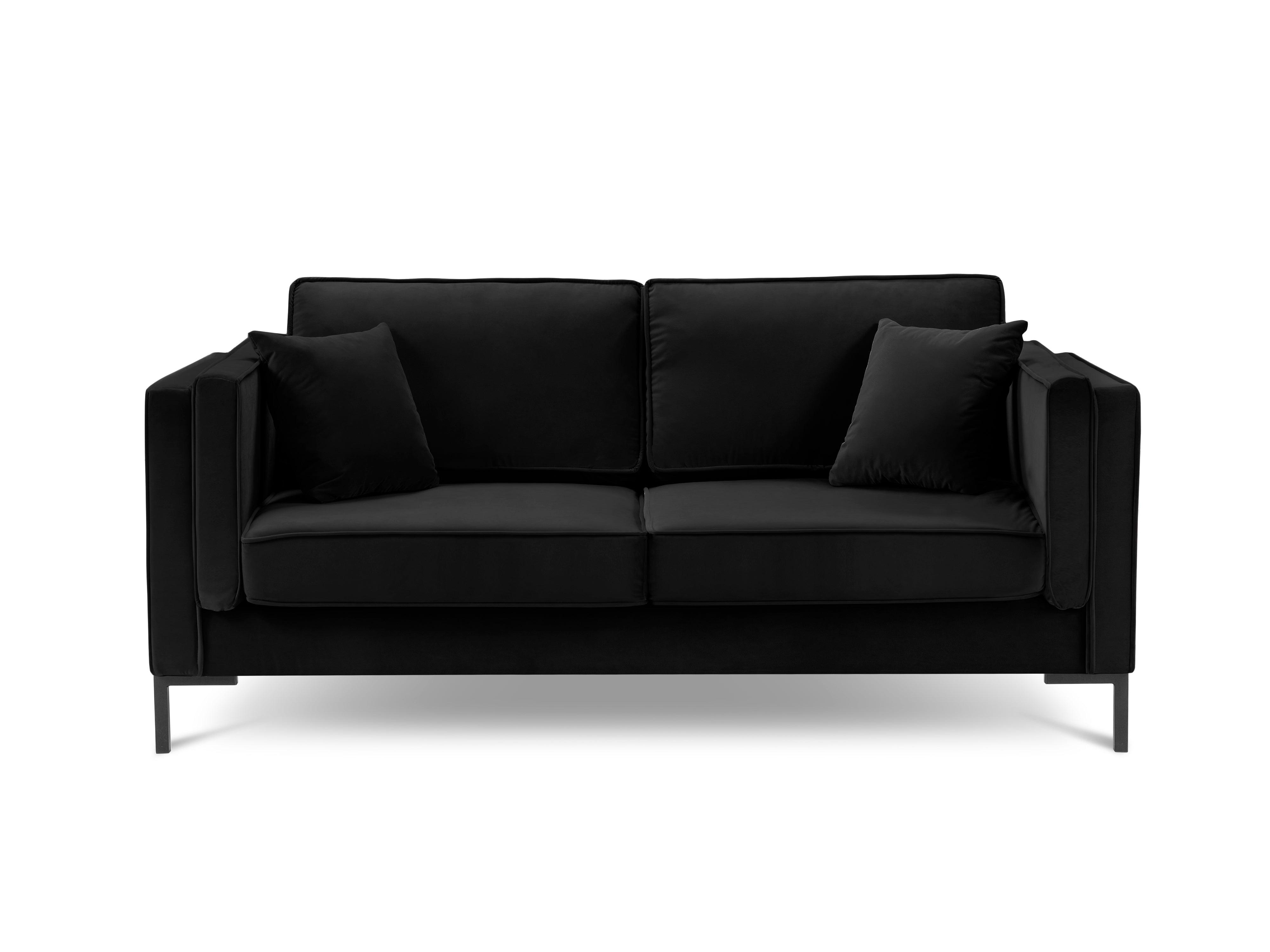 Sofa aksamitna 2-osobowa LUIS czarny z czarną podstawą Milo Casa Eye on Design