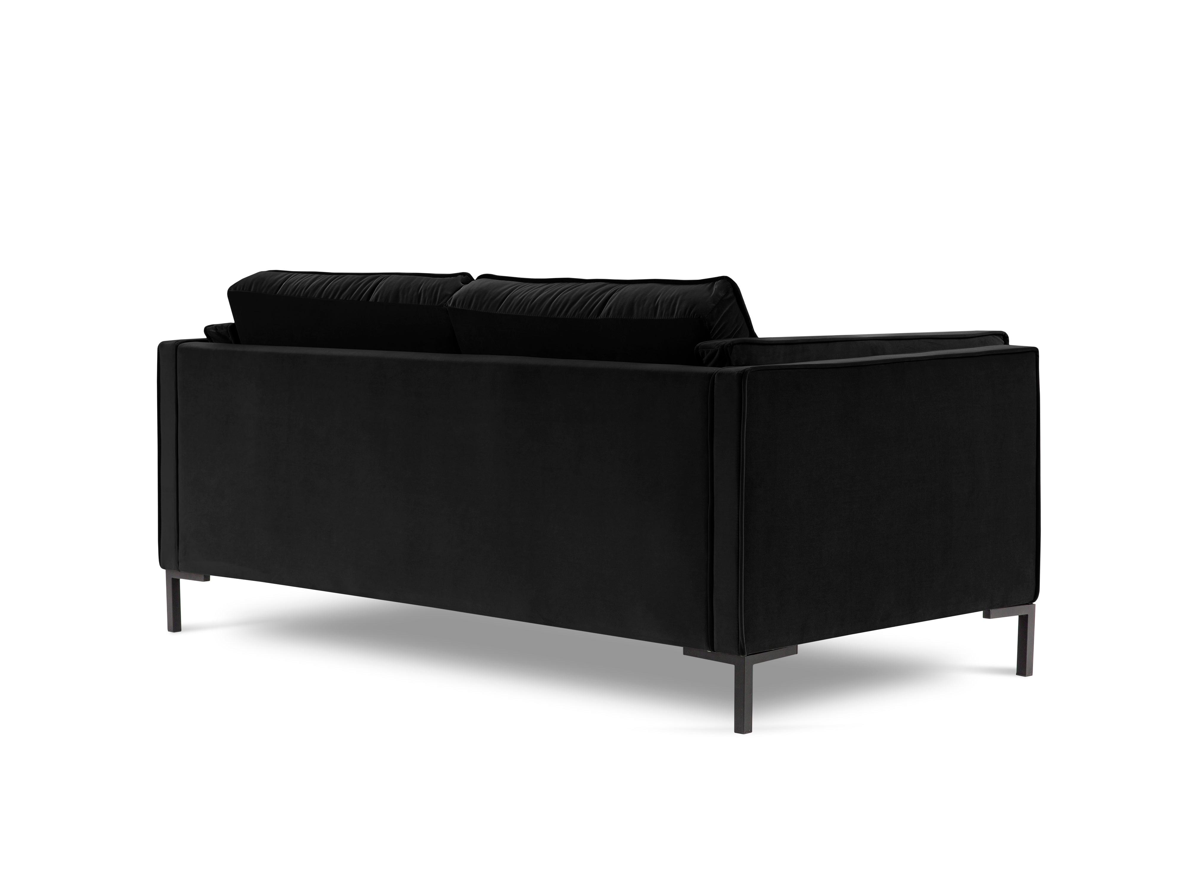 Sofa aksamitna 2-osobowa LUIS czarny z czarną podstawą Milo Casa Eye on Design
