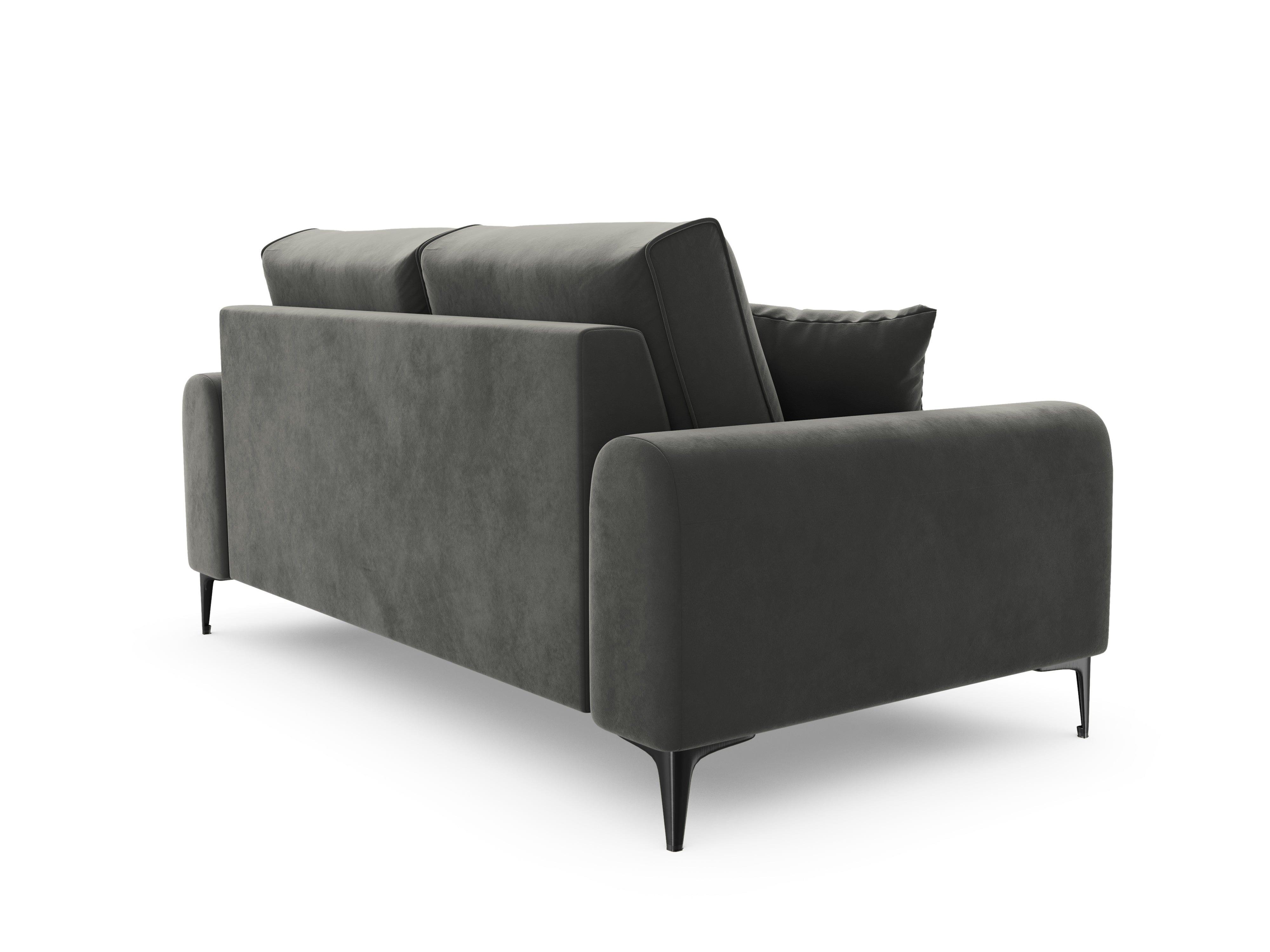 Sofa aksamitna 2-osobowa MADARA ciemnoszary z czarną podstawą Mazzini Sofas Eye on Design