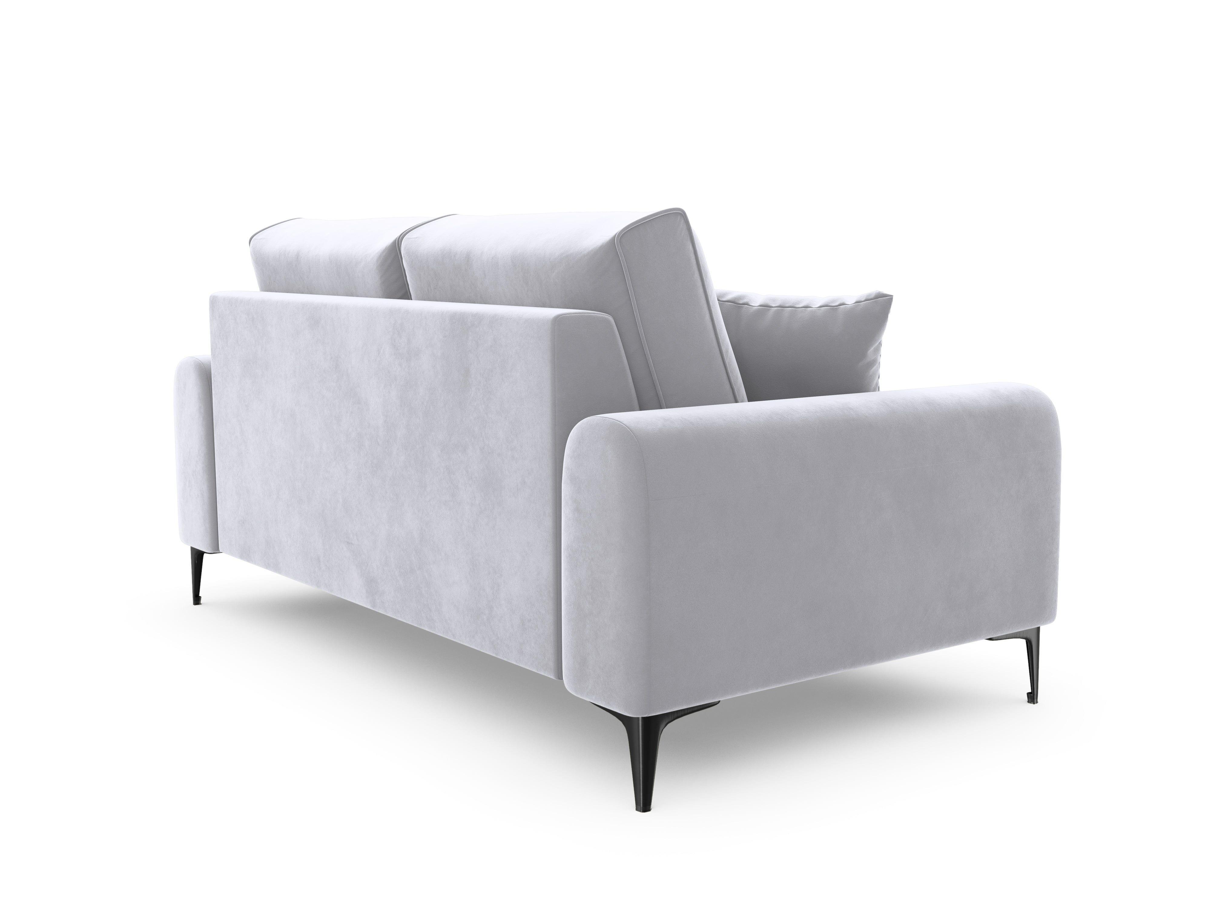 Sofa aksamitna 2-osobowa MADARA srebrny z czarną podstawą Mazzini Sofas Eye on Design