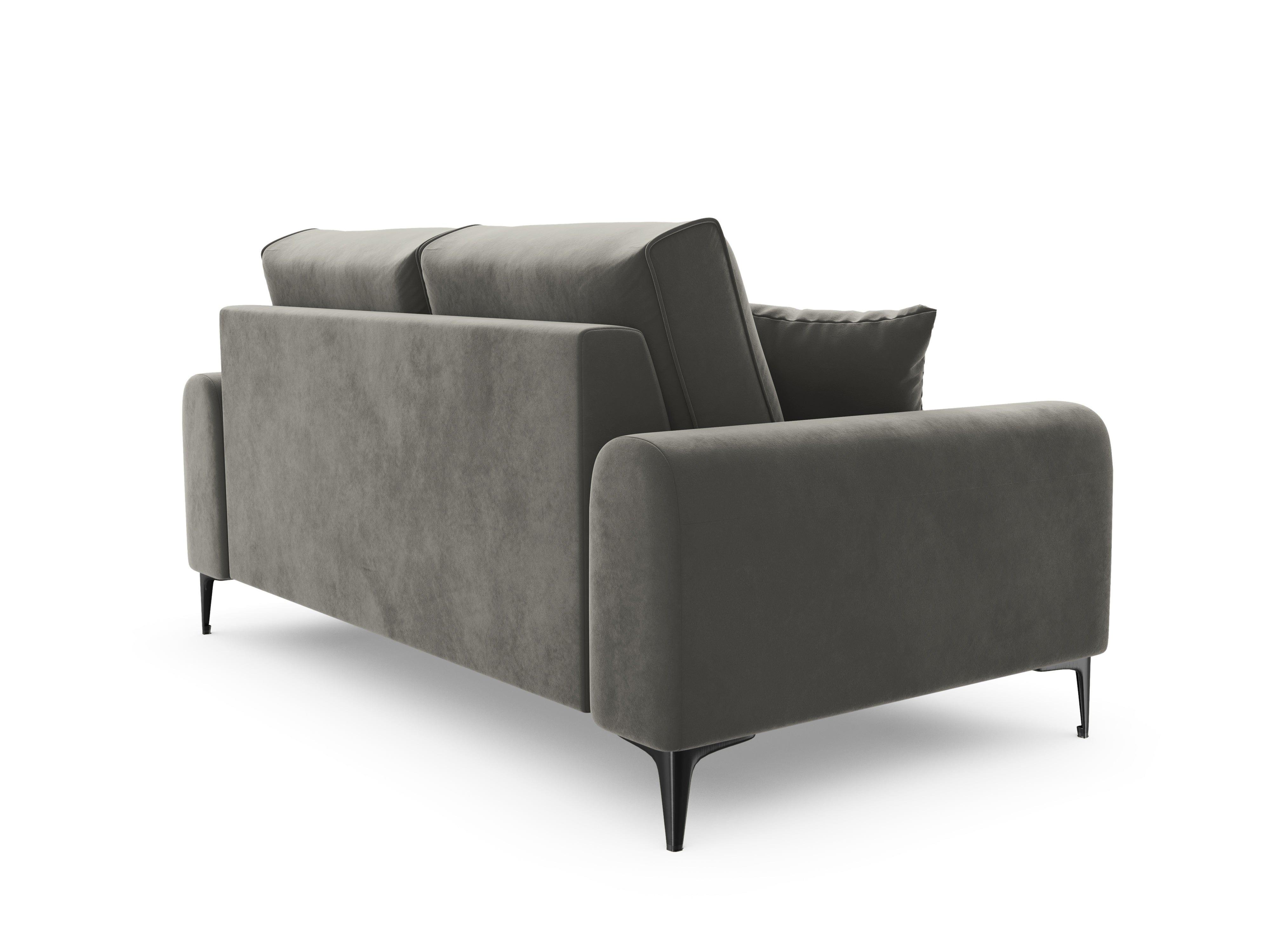 Sofa aksamitna 2-osobowa MADARA szary z czarną podstawą Mazzini Sofas Eye on Design