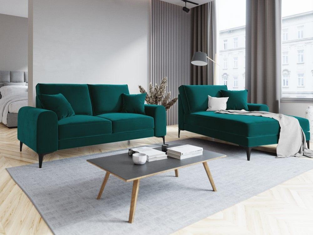 Sofa aksamitna 2-osobowa MADARA turkusowy z czarną podstawą Mazzini Sofas Eye on Design