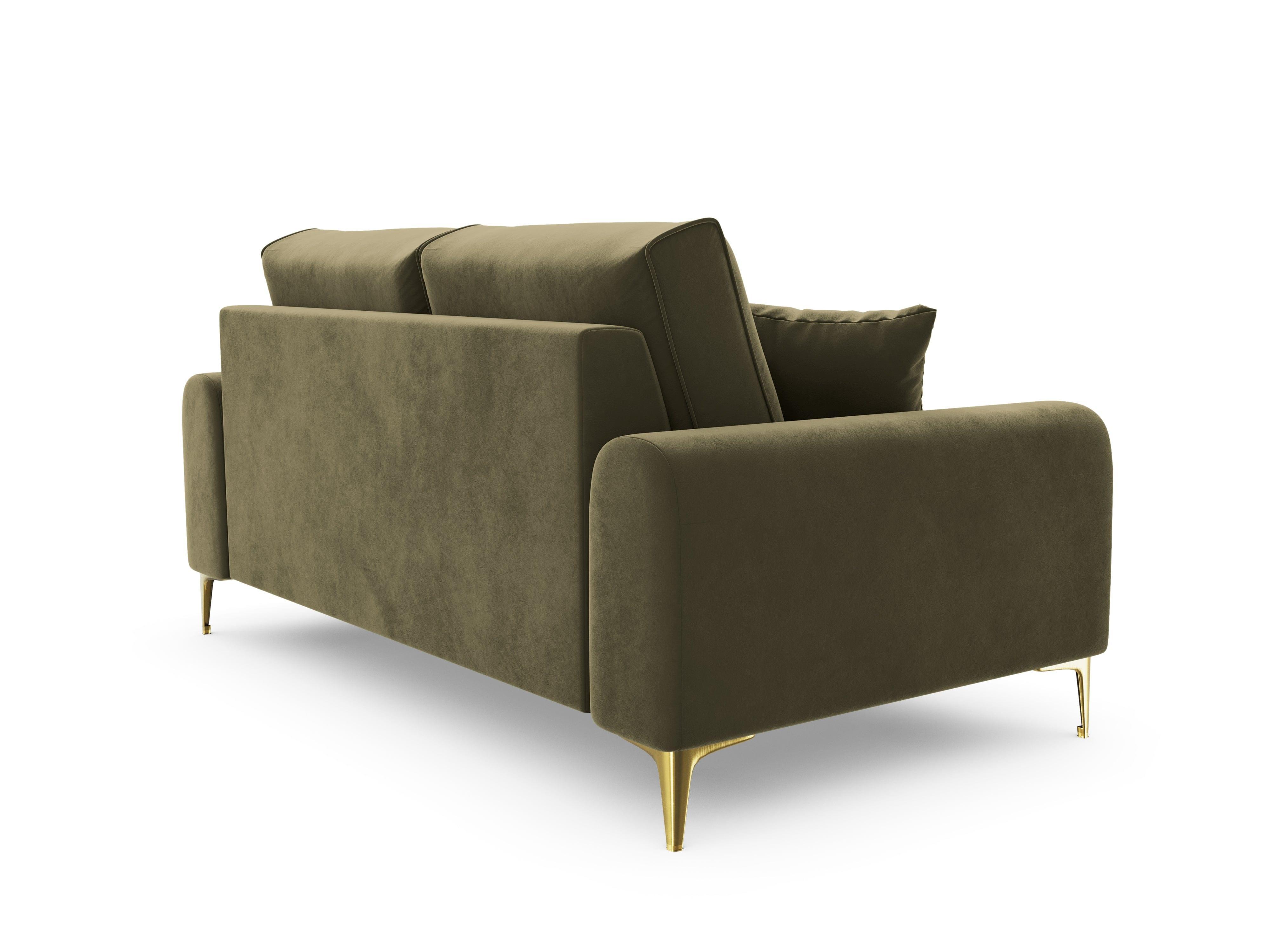 Sofa aksamitna 2-osobowa MADARA zielony ze złotą podstawą Mazzini Sofas Eye on Design