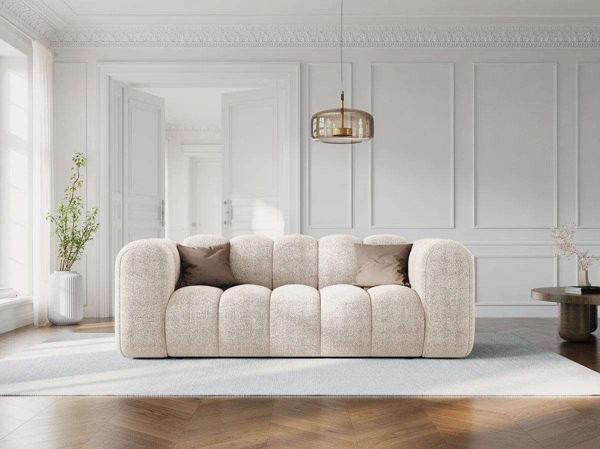 Sofa aksamitna 2-osobowa LUPINE szary do salonu