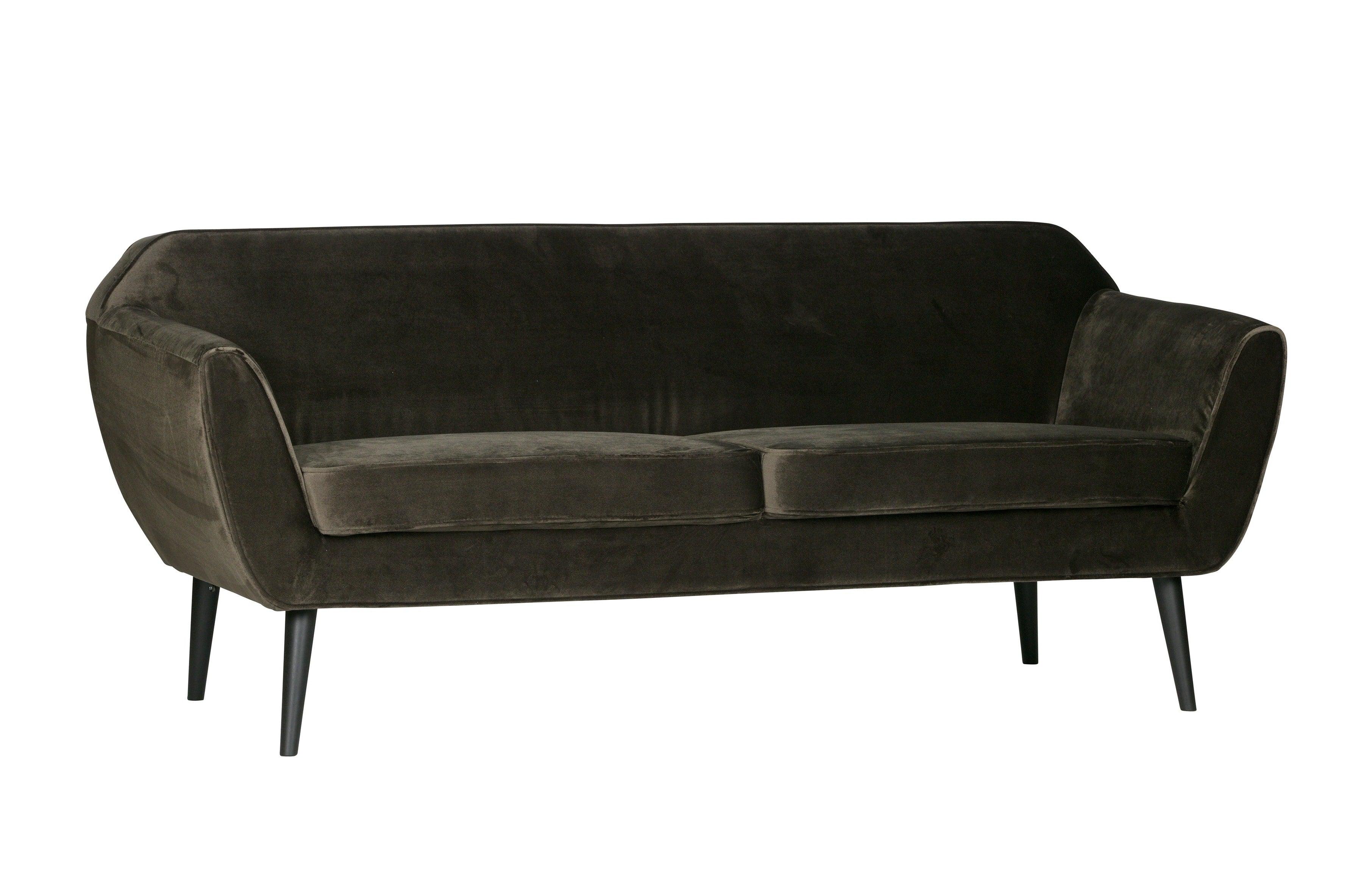 Sofa aksamitna 2,5-osobowa ROCCO oliwkowy Woood Eye on Design