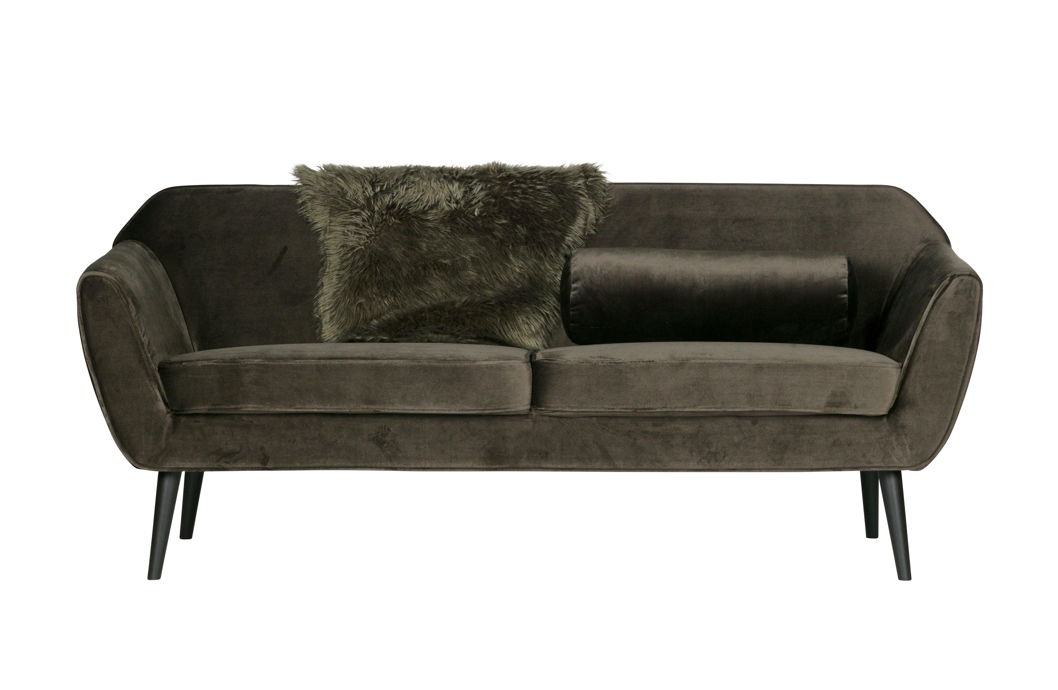 Sofa aksamitna 2,5-osobowa ROCCO oliwkowy Woood Eye on Design