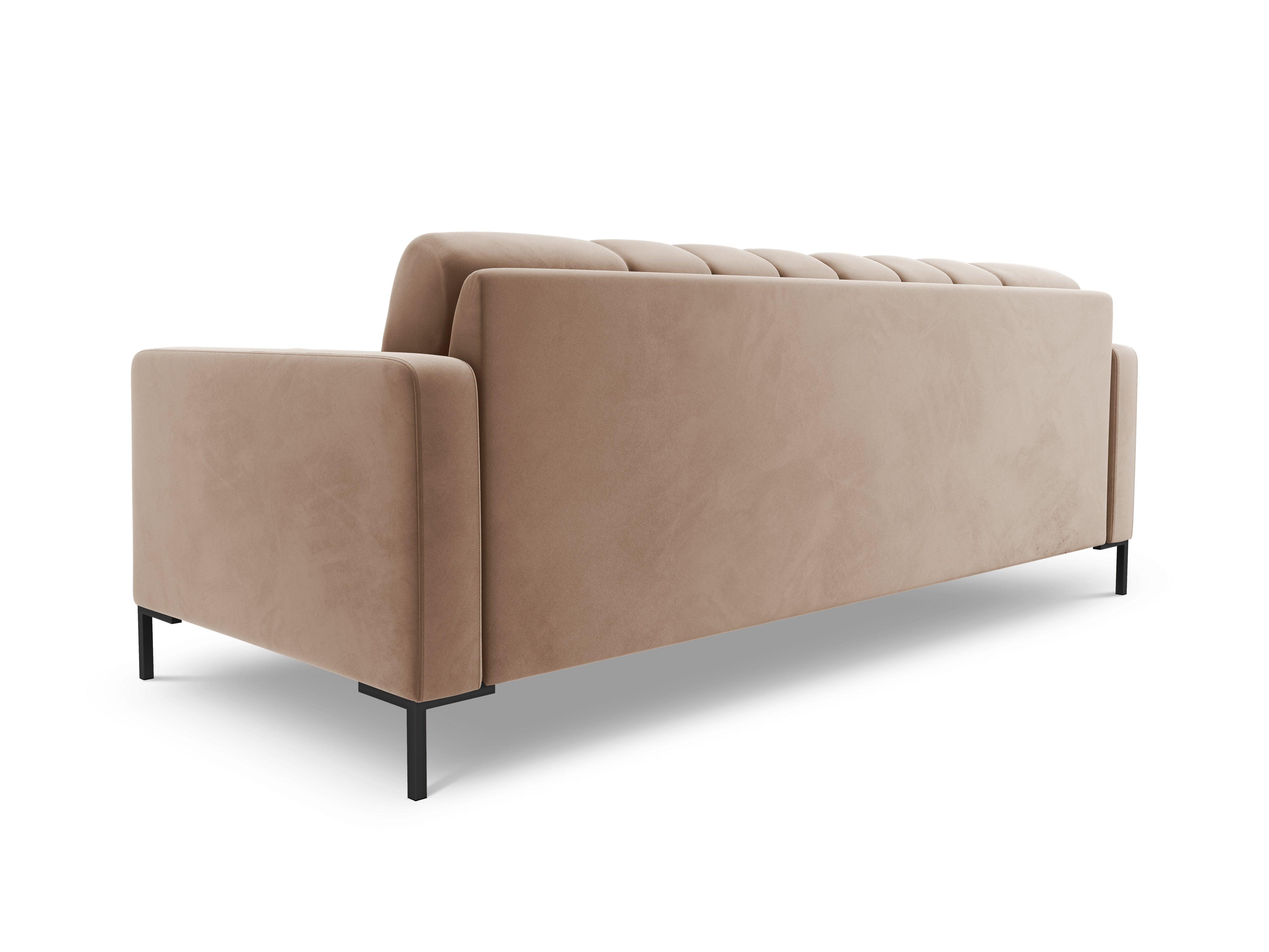 Sofa aksamitna 3-osobowa BALI beżowy z czarną podstawą Cosmopolitan Design Eye on Design