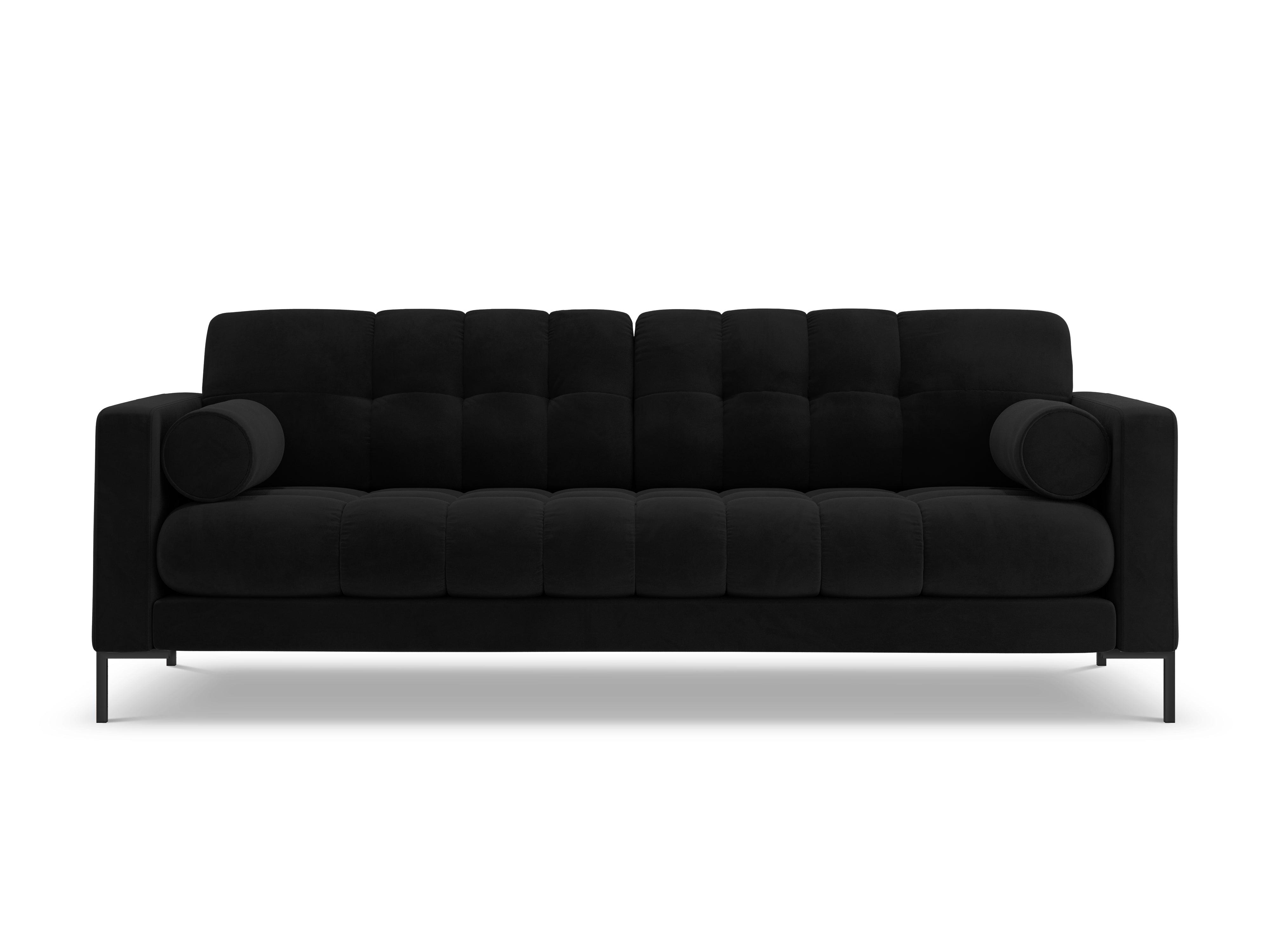 Sofa aksamitna 3-osobowa BALI czarny z czarną podstawą Cosmopolitan Design Eye on Design