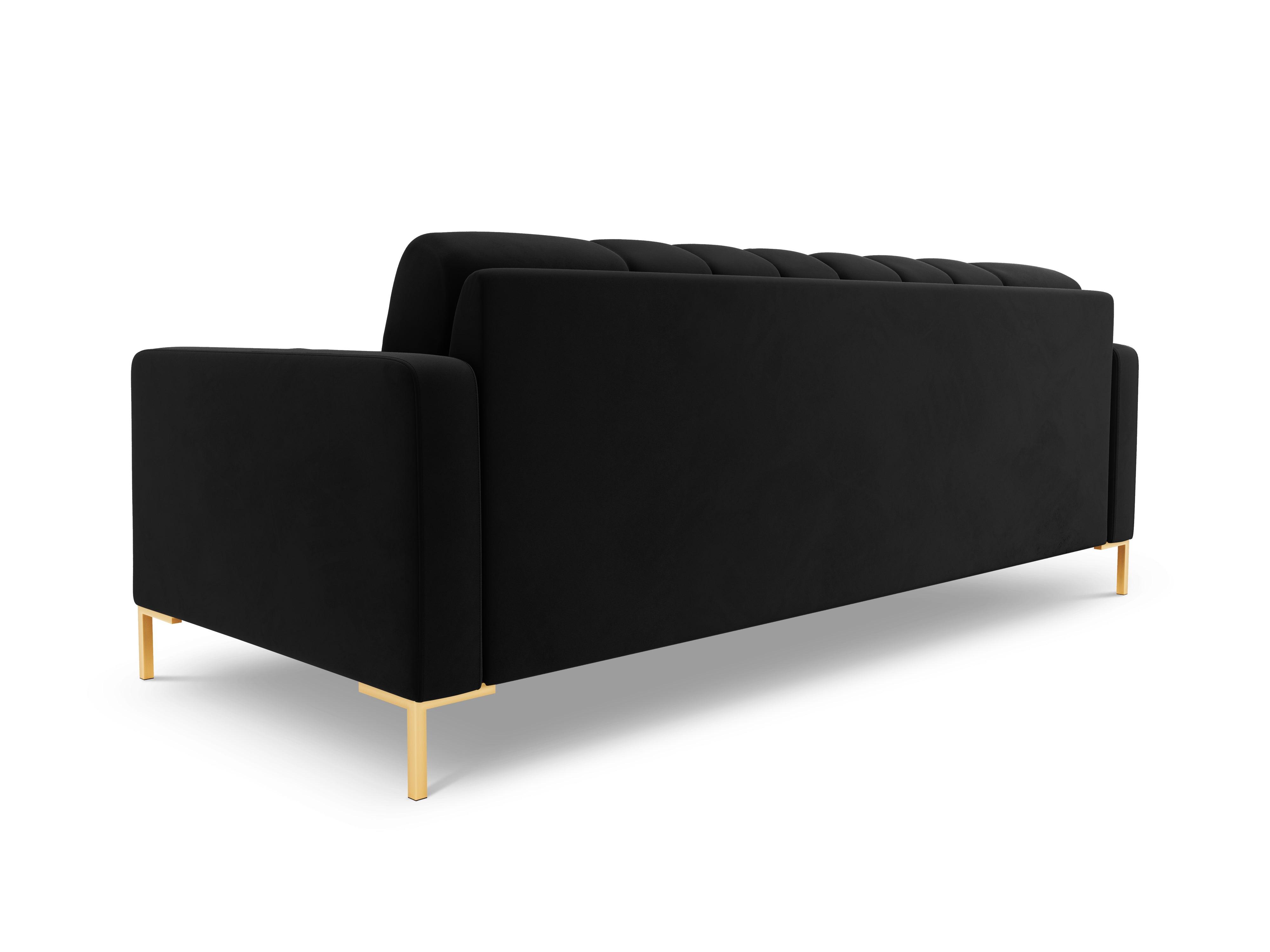 Sofa aksamitna 3-osobowa BALI czarny ze złotą podstawą Cosmopolitan Design Eye on Design