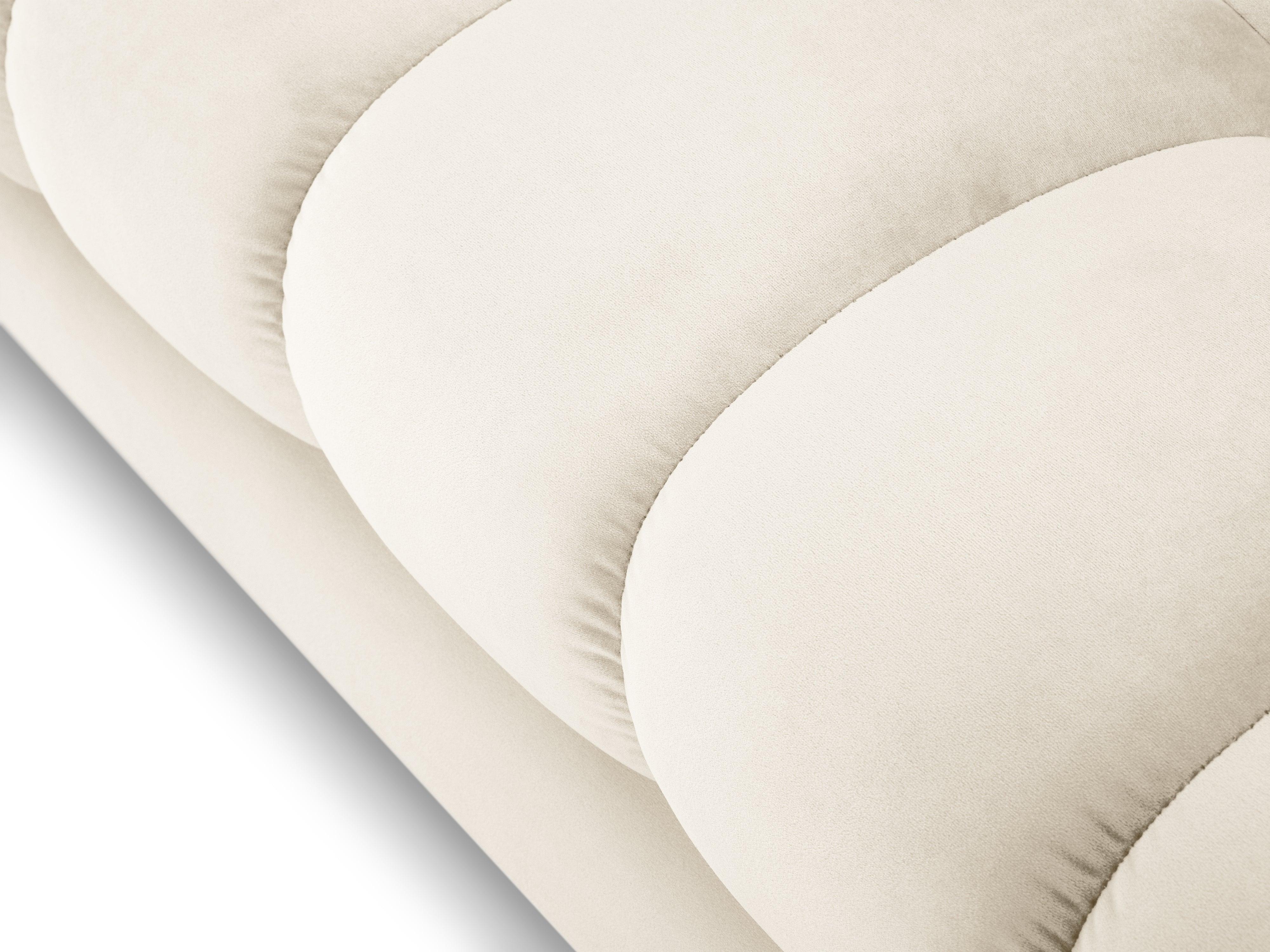 Sofa aksamitna 3-osobowa BALI jasnobeżowy ze złotą podstawą Cosmopolitan Design Eye on Design