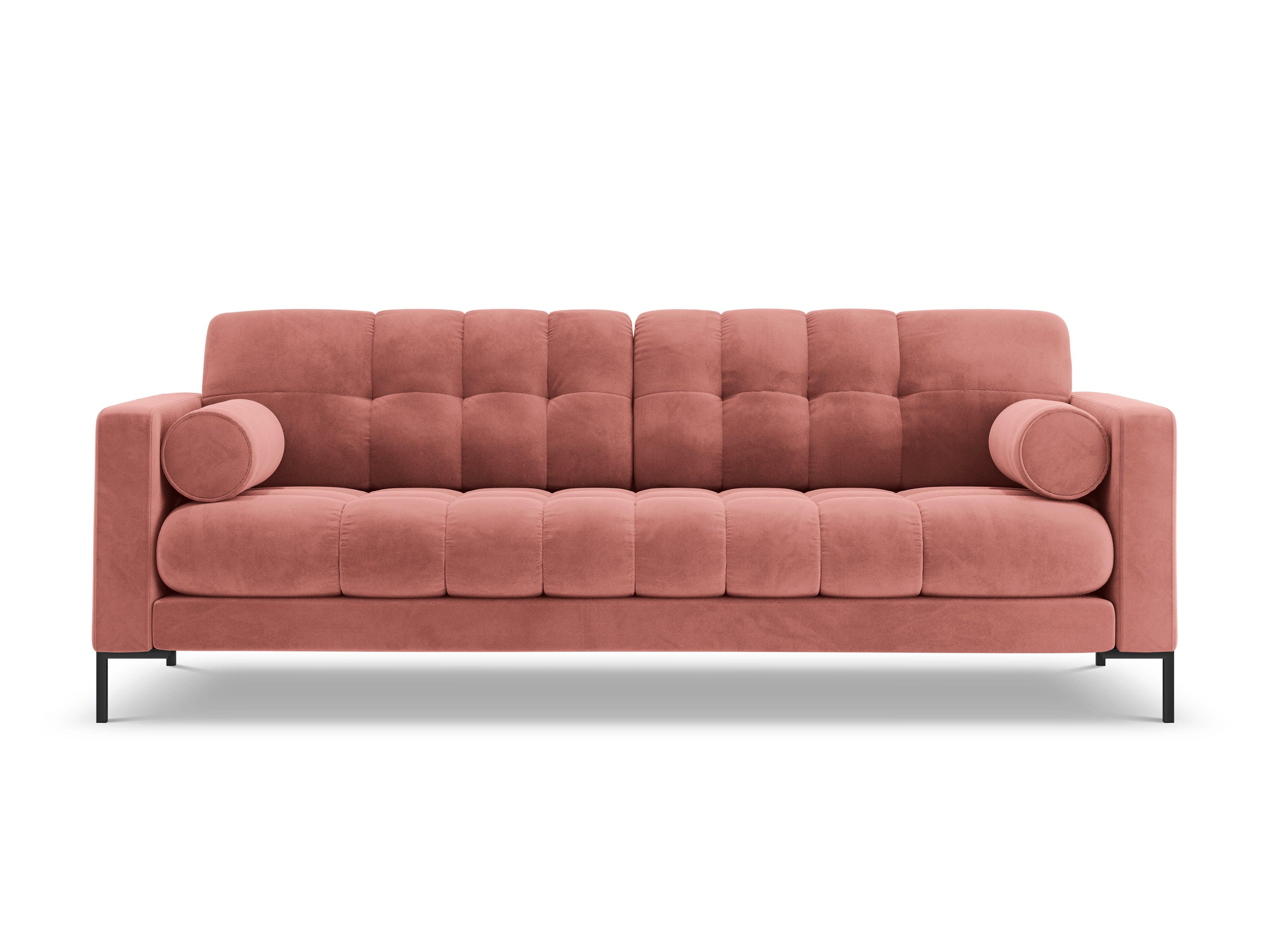 Sofa aksamitna 3-osobowa BALI różowy z czarną podstawą Cosmopolitan Design Eye on Design