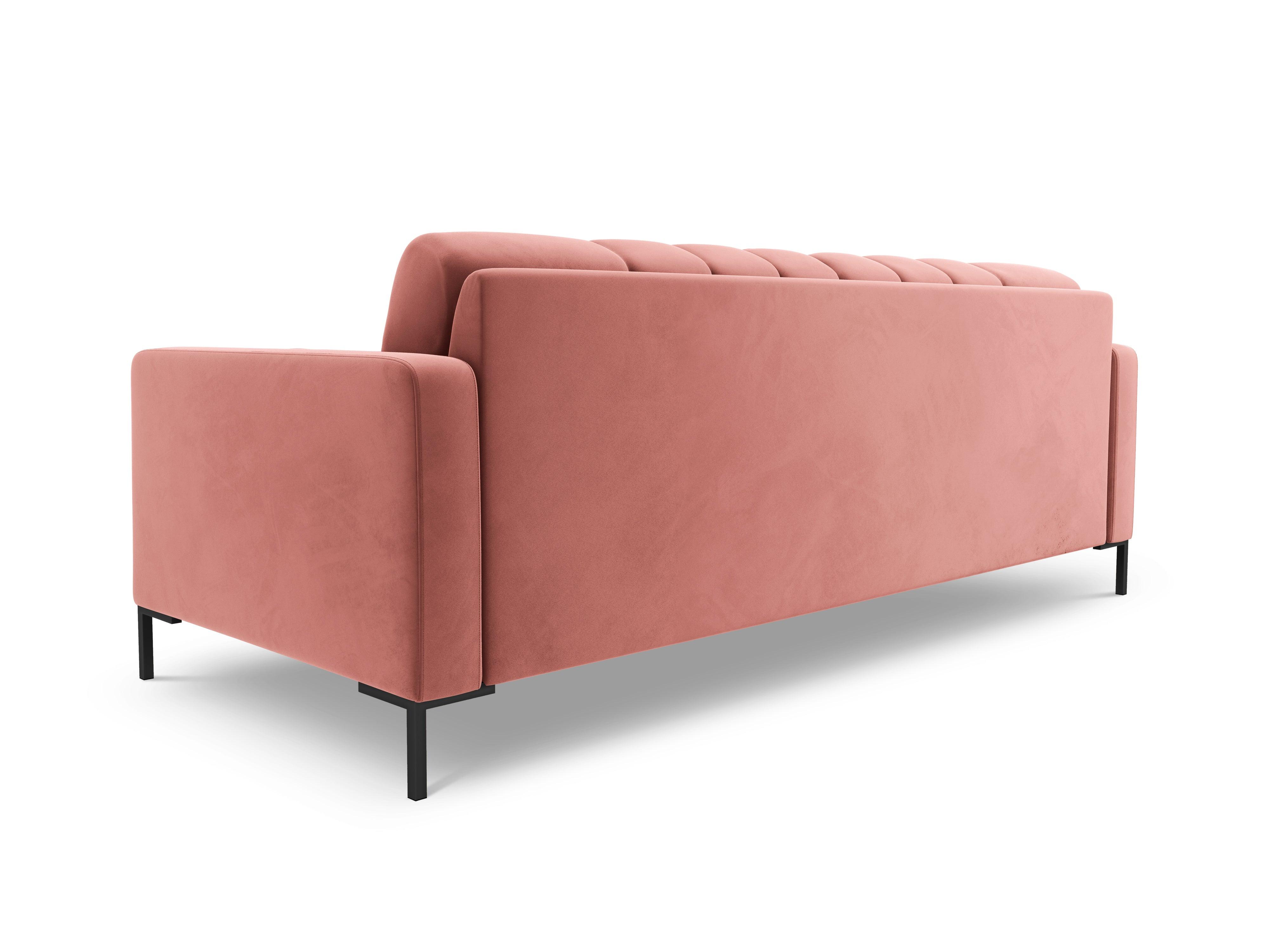 Sofa aksamitna 3-osobowa BALI różowy z czarną podstawą Cosmopolitan Design Eye on Design