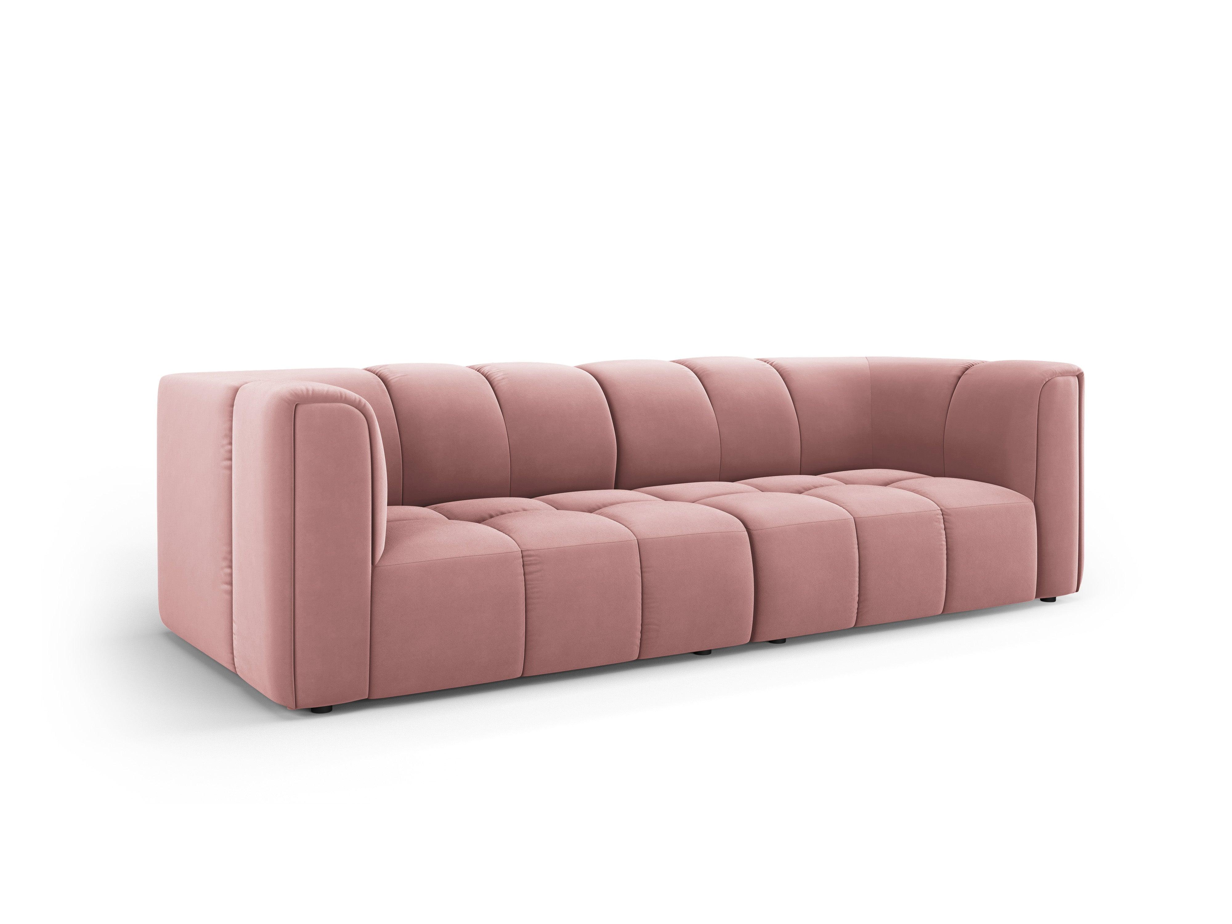 Sofa aksamitna 3-osobowa FRANCESCA różowy – Besolux