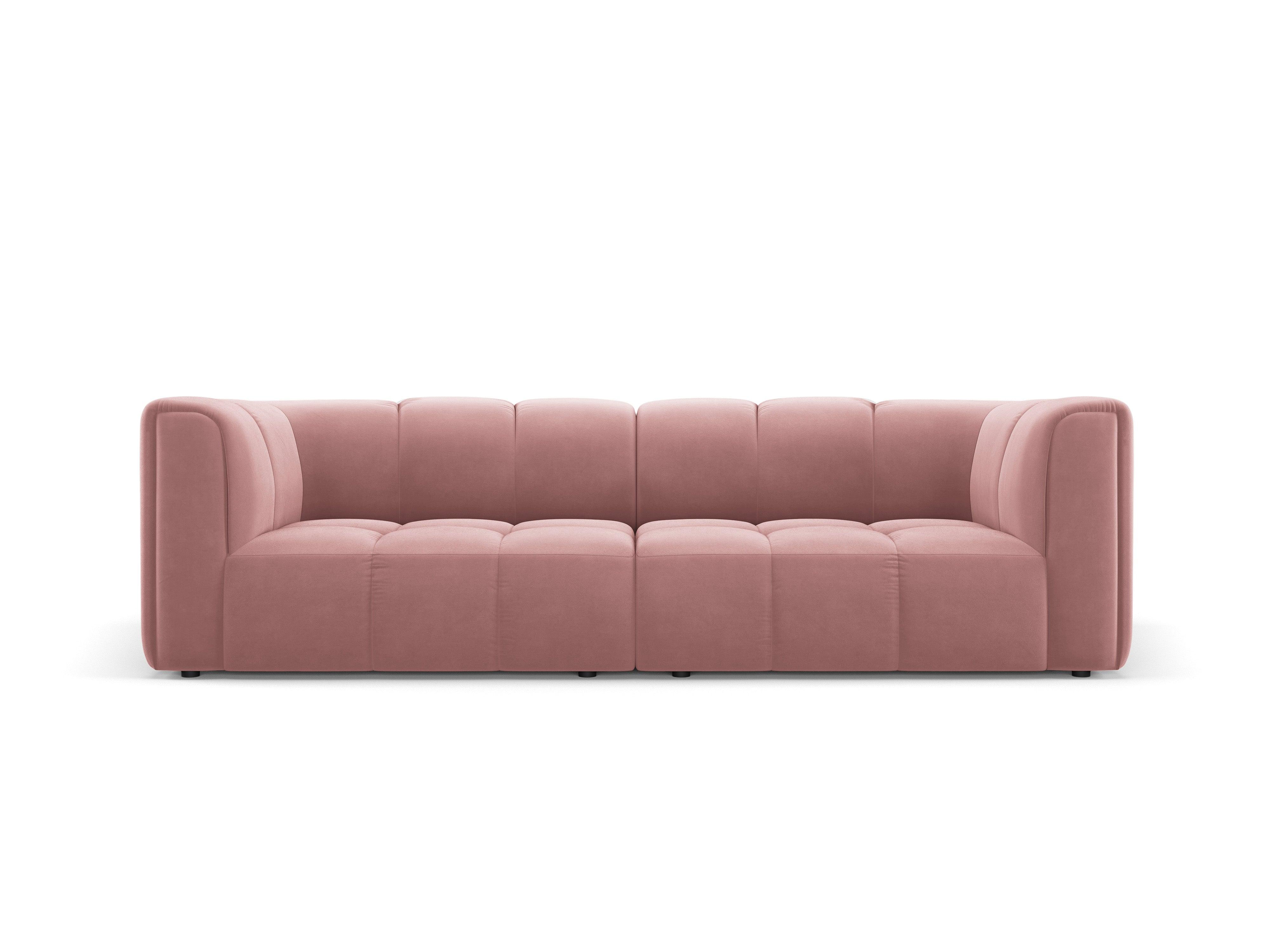 Sofa aksamitna 3-osobowa FRANCESCA różowy do salonu