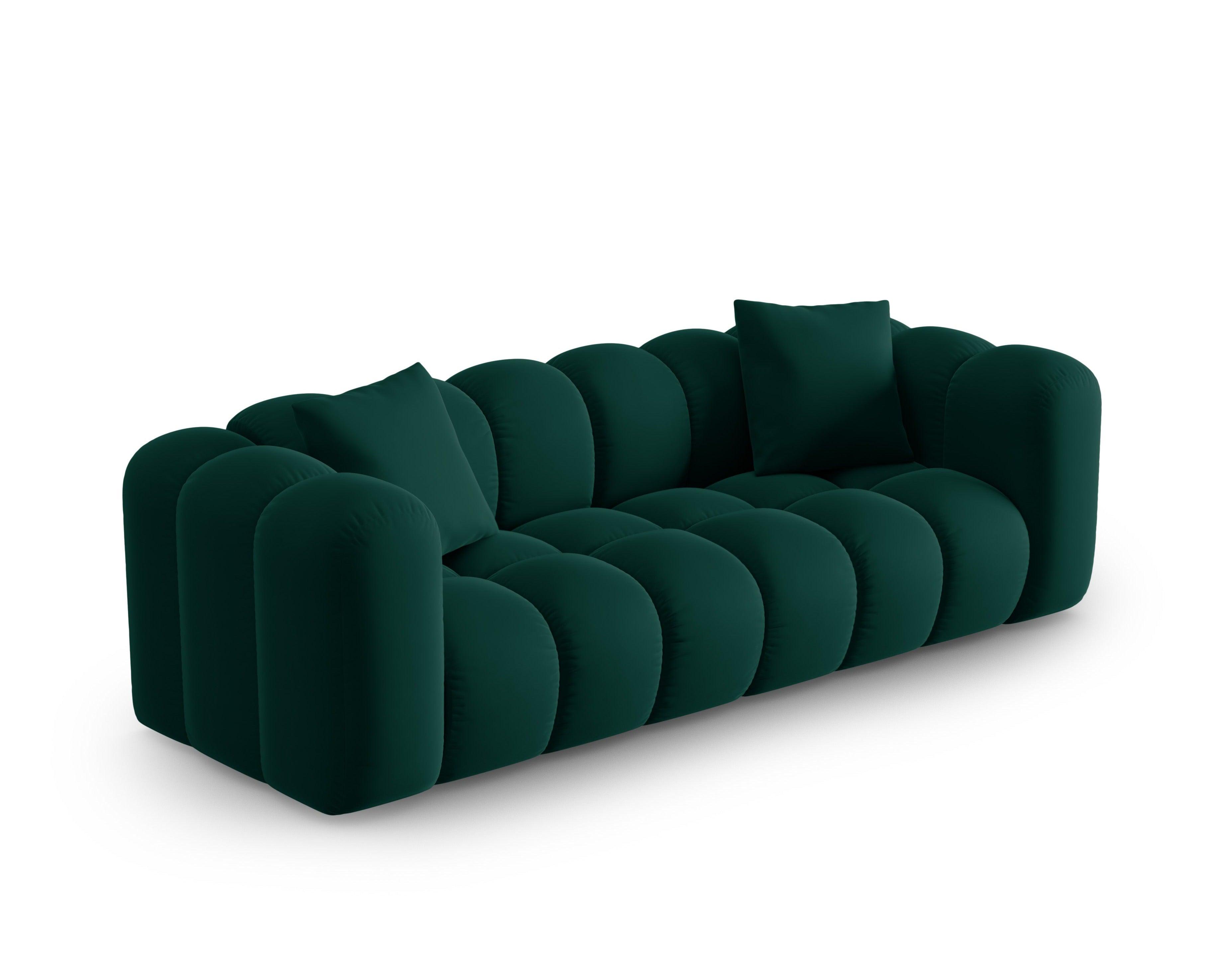 Sofa aksamitna 3-osobowa HALLEY butelkowa zieleń – Windsor & Co
