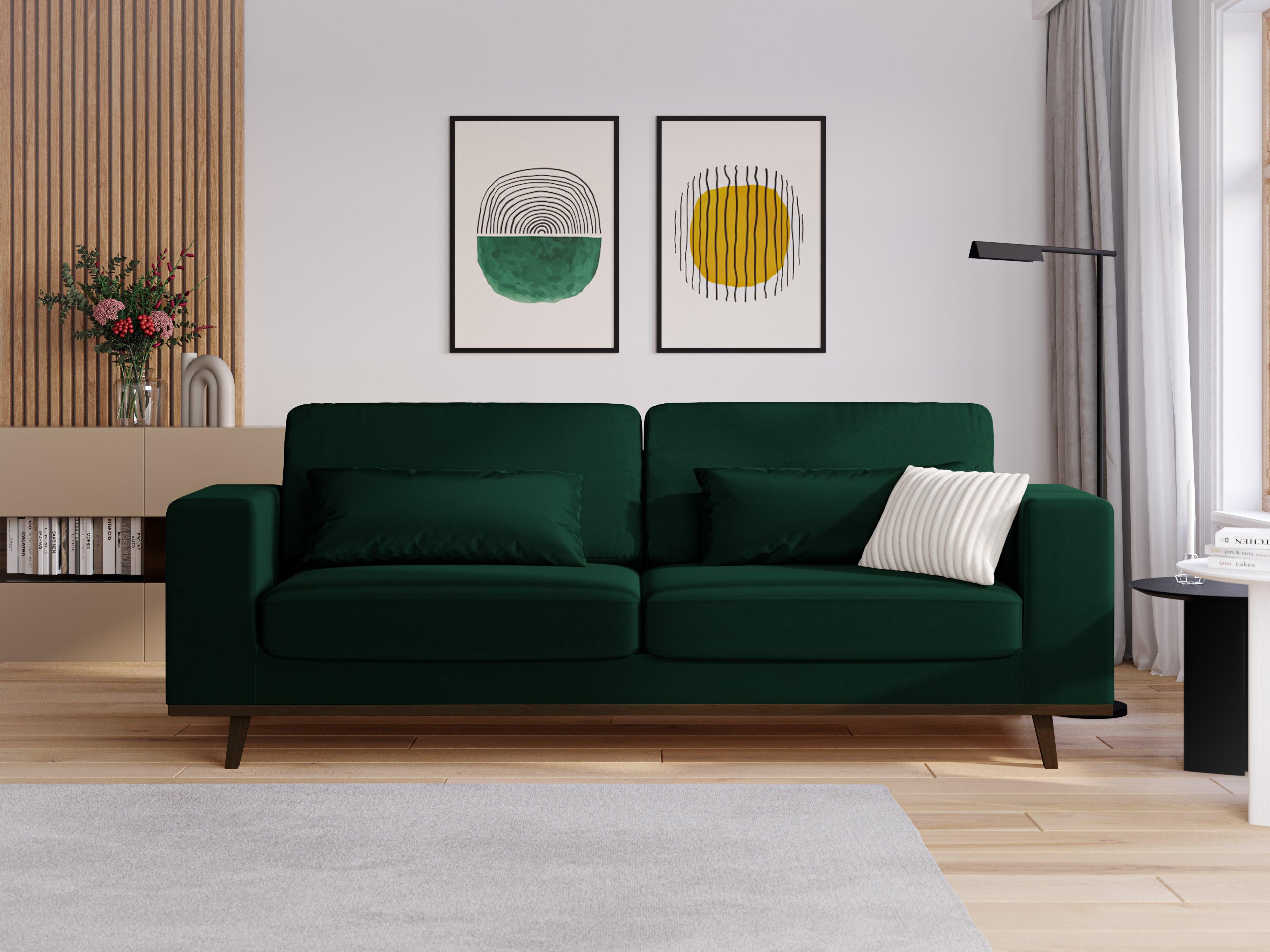 Sofa aksamitna 3-osobowa HEBE butelkowa zieleń Mazzini Sofas Eye on Design