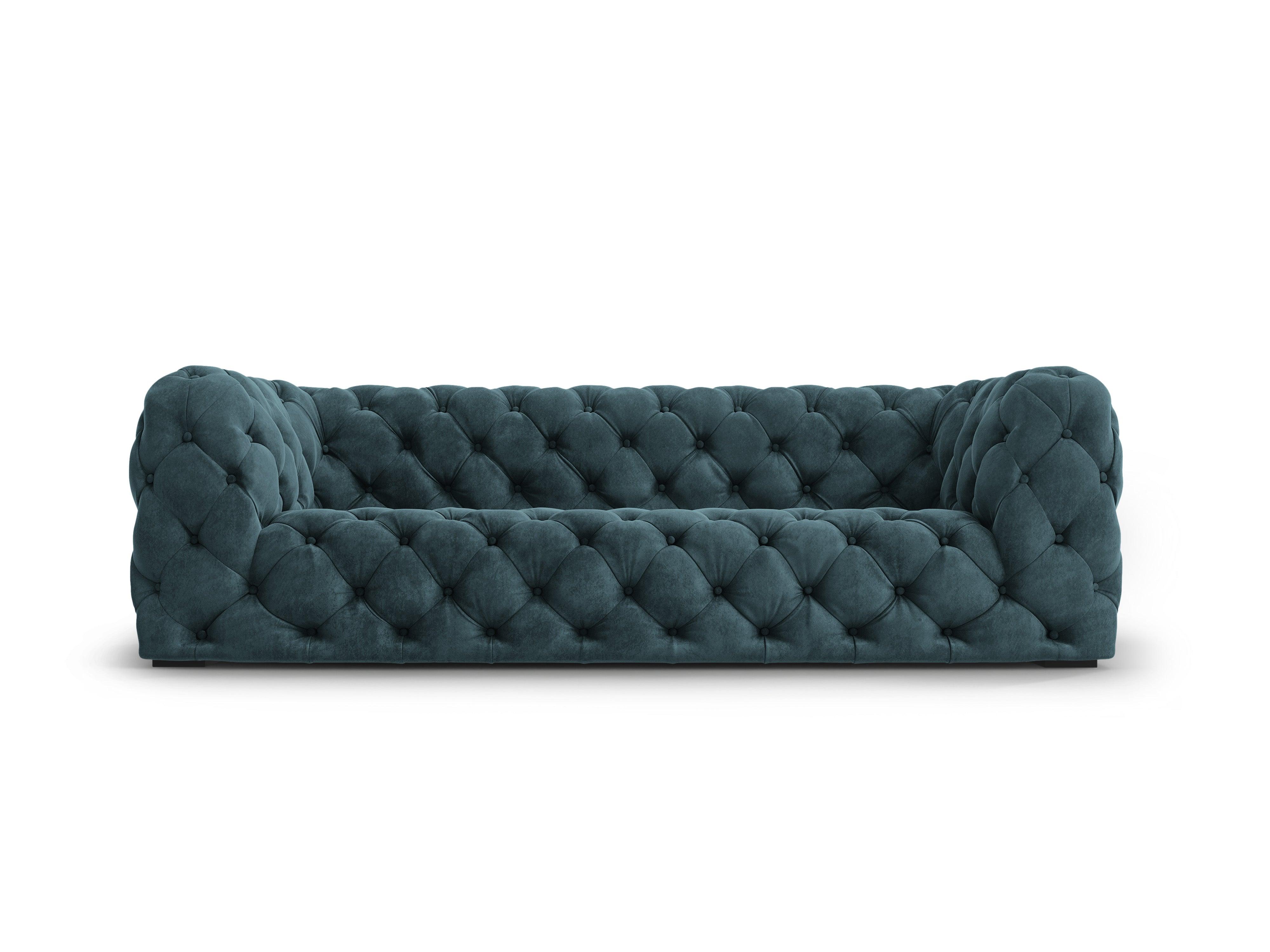 Sofa aksamitna 3-osobowa LOGE petrol do salonu
