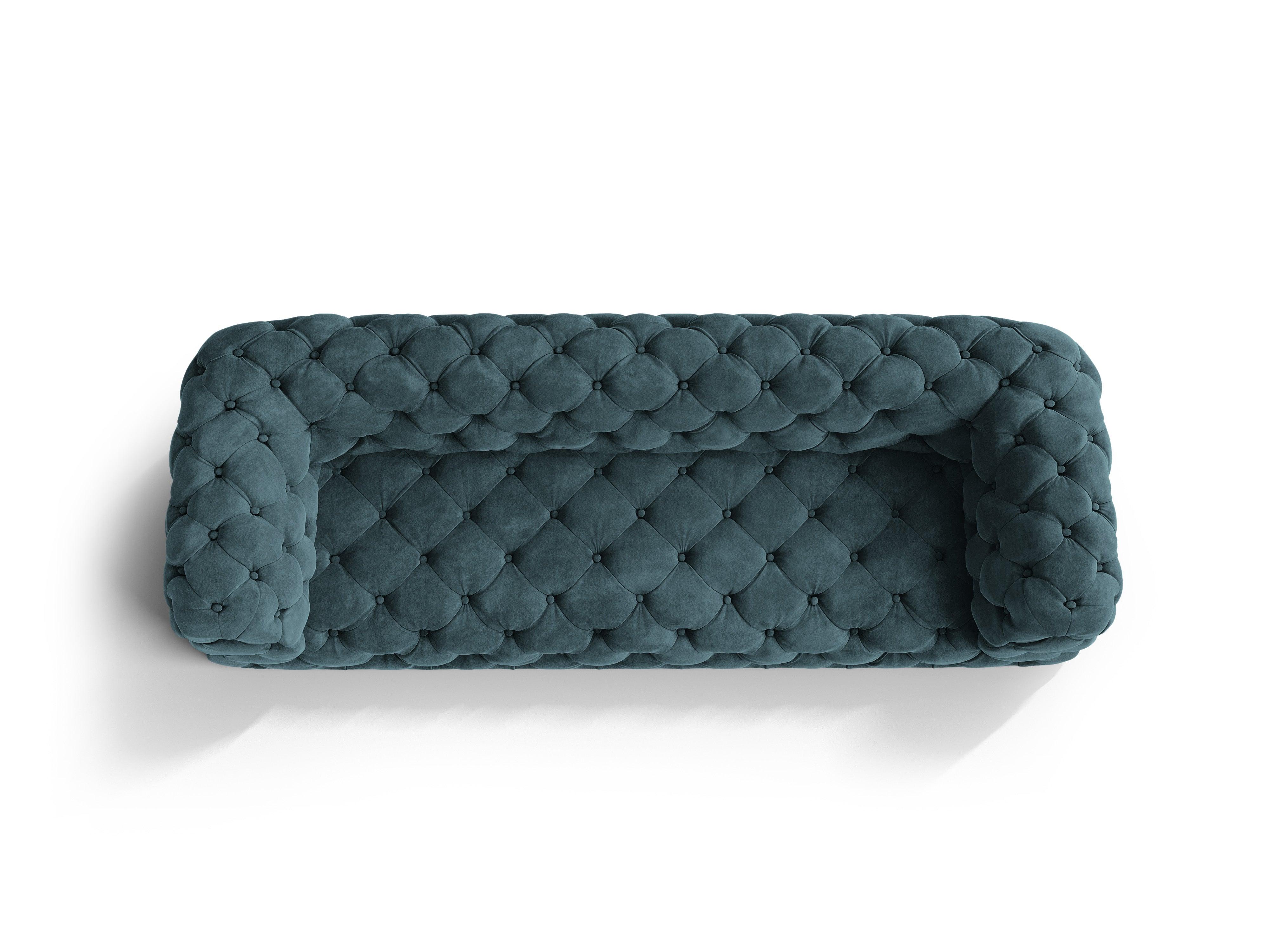 Sofa aksamitna 3-osobowa LOGE petrol do salonu – Windsor & Co