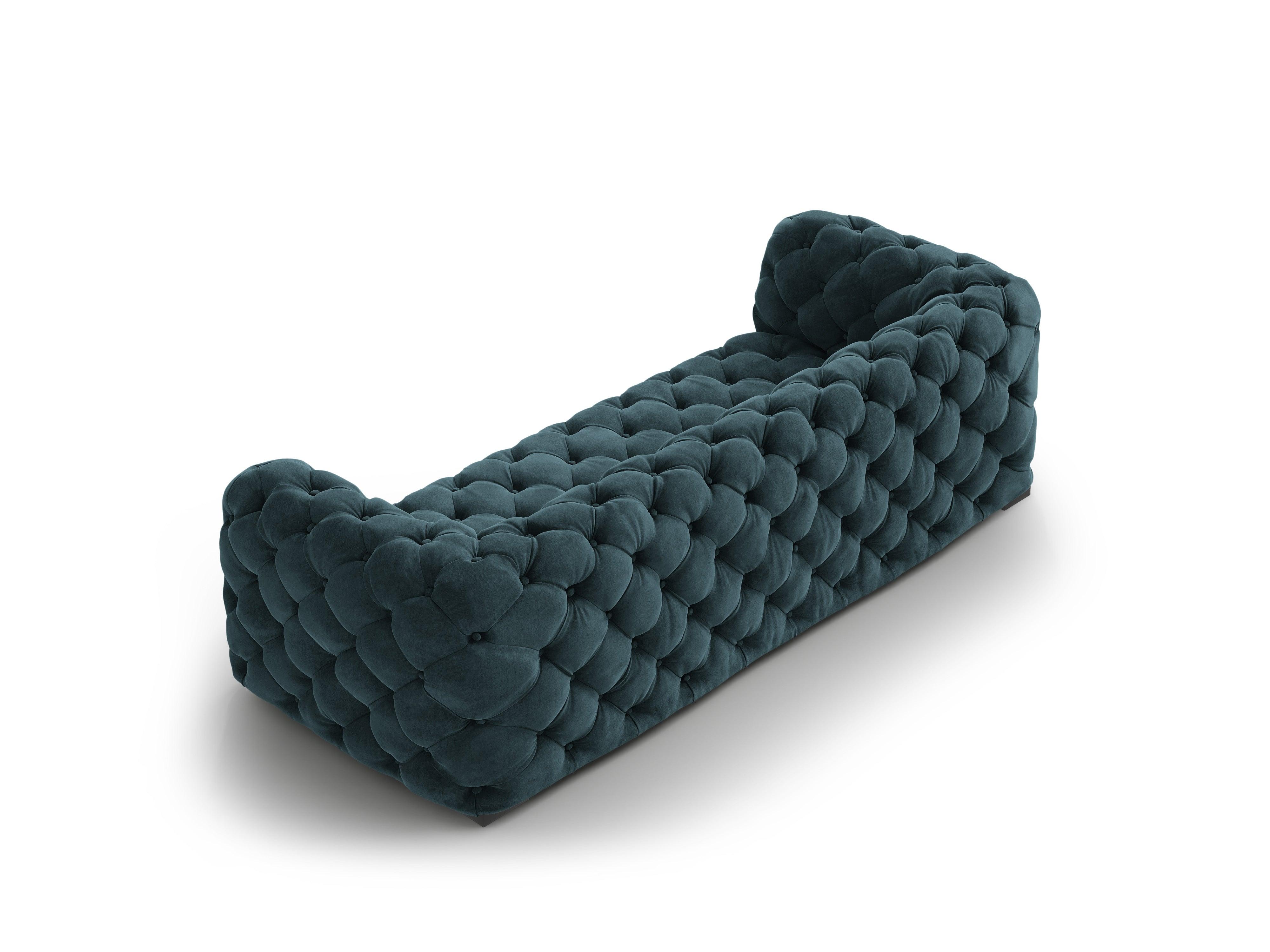 Sofa aksamitna 3-osobowa LOGE petrol z podłokietnikami