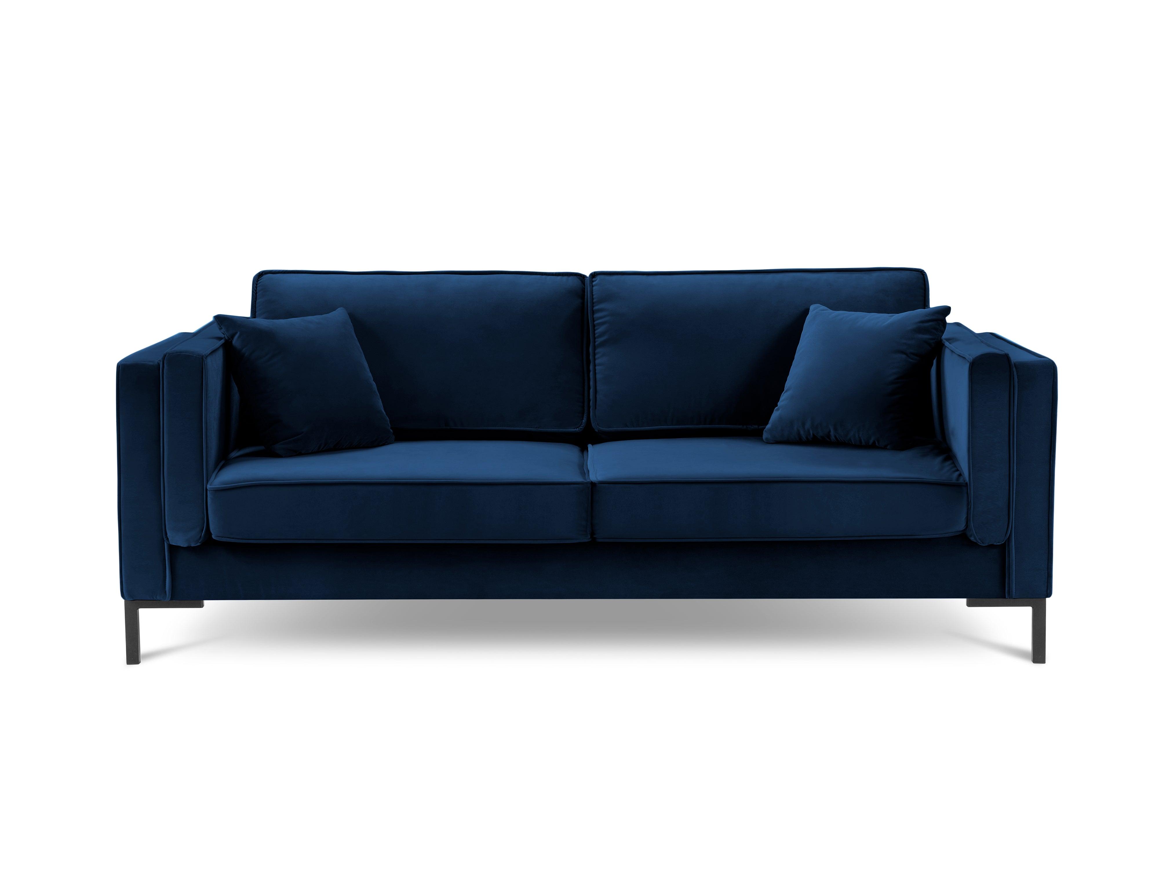 Sofa aksamitna 3-osobowa LUIS granat królewski z czarną podstawą Milo Casa Eye on Design
