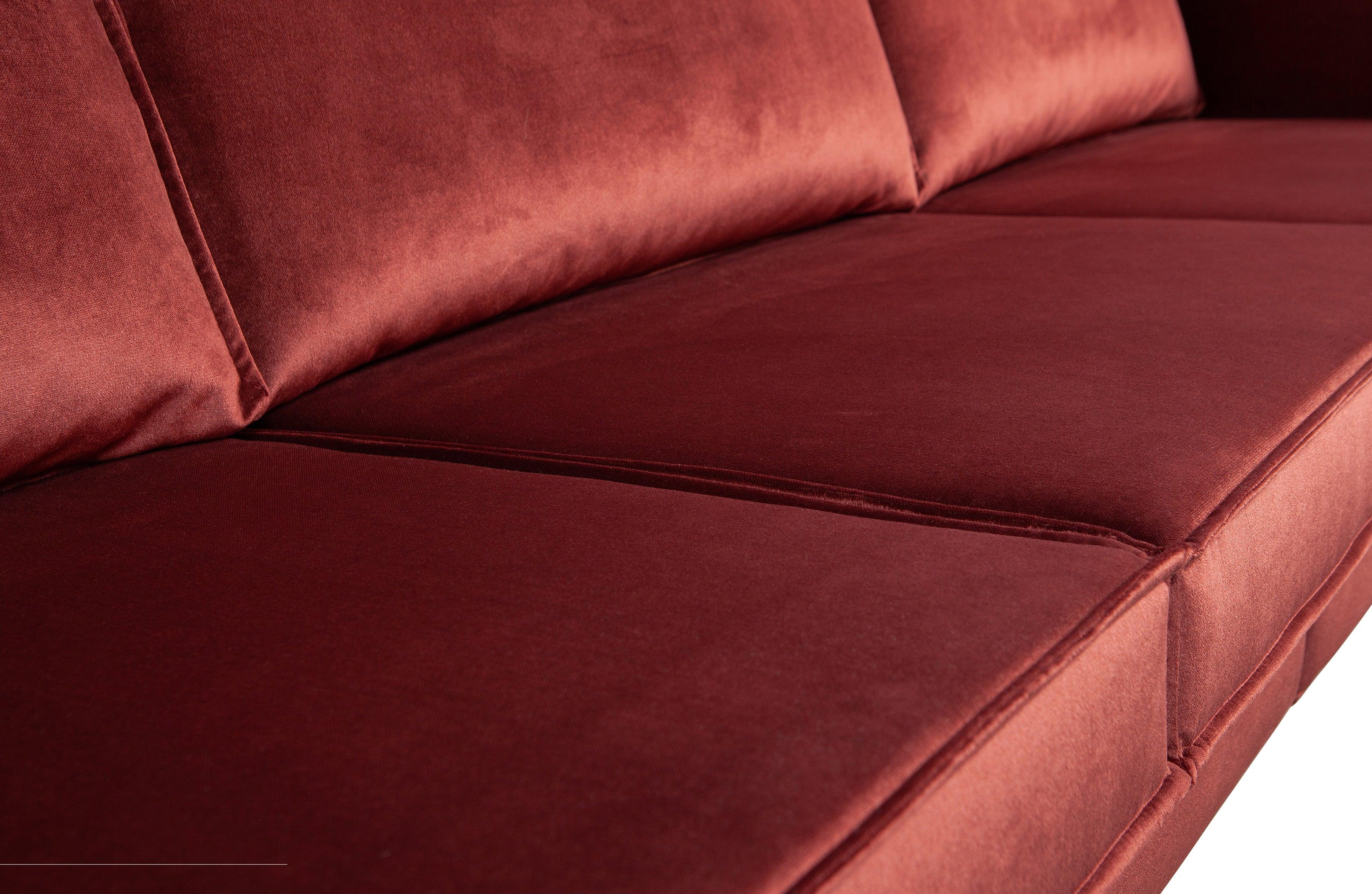 Sofa aksamitna 3-osobowa RODEO kasztanowy – drewno