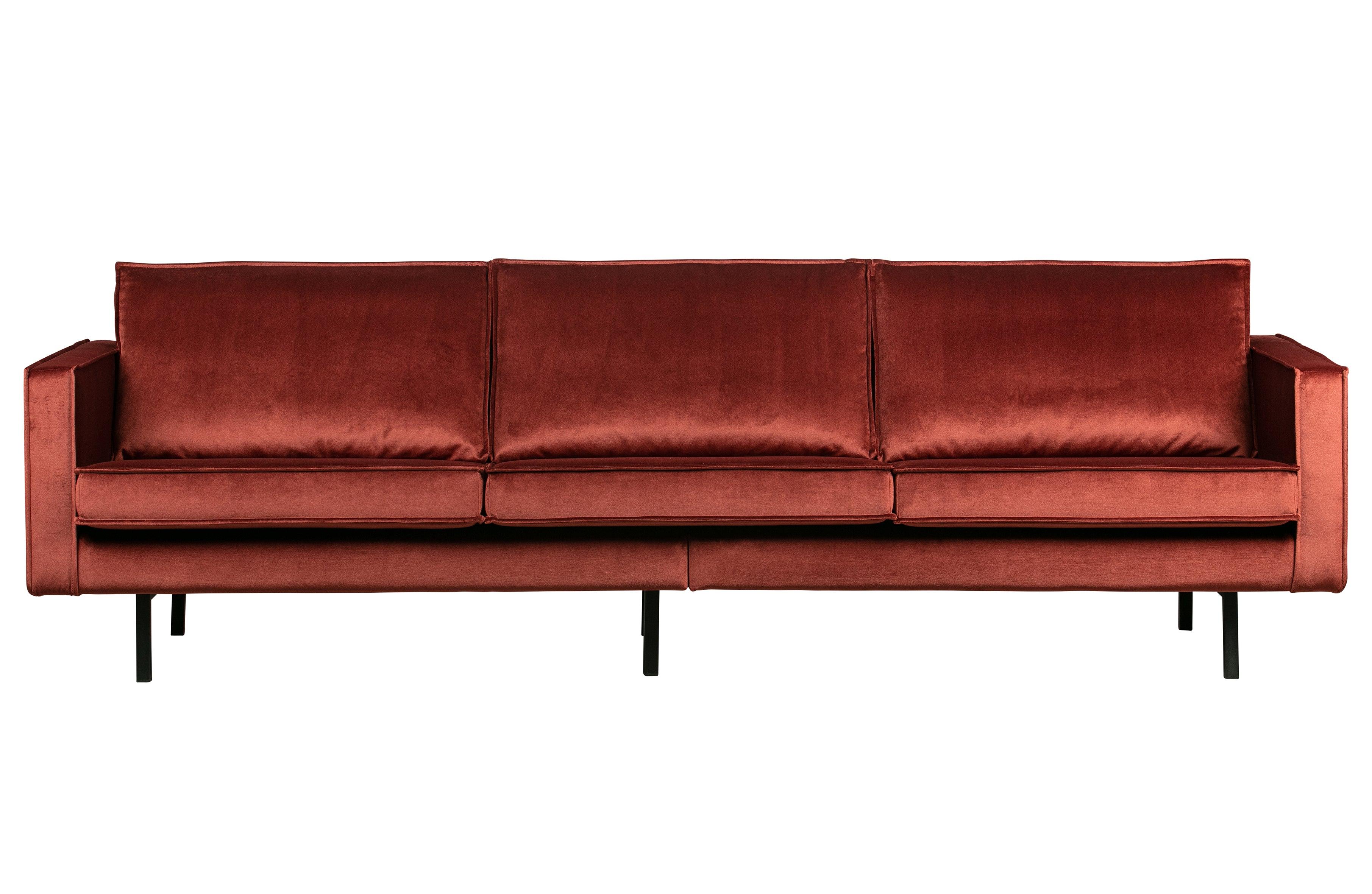 Sofa aksamitna 3-osobowa RODEO kasztanowy do salonu – Woood