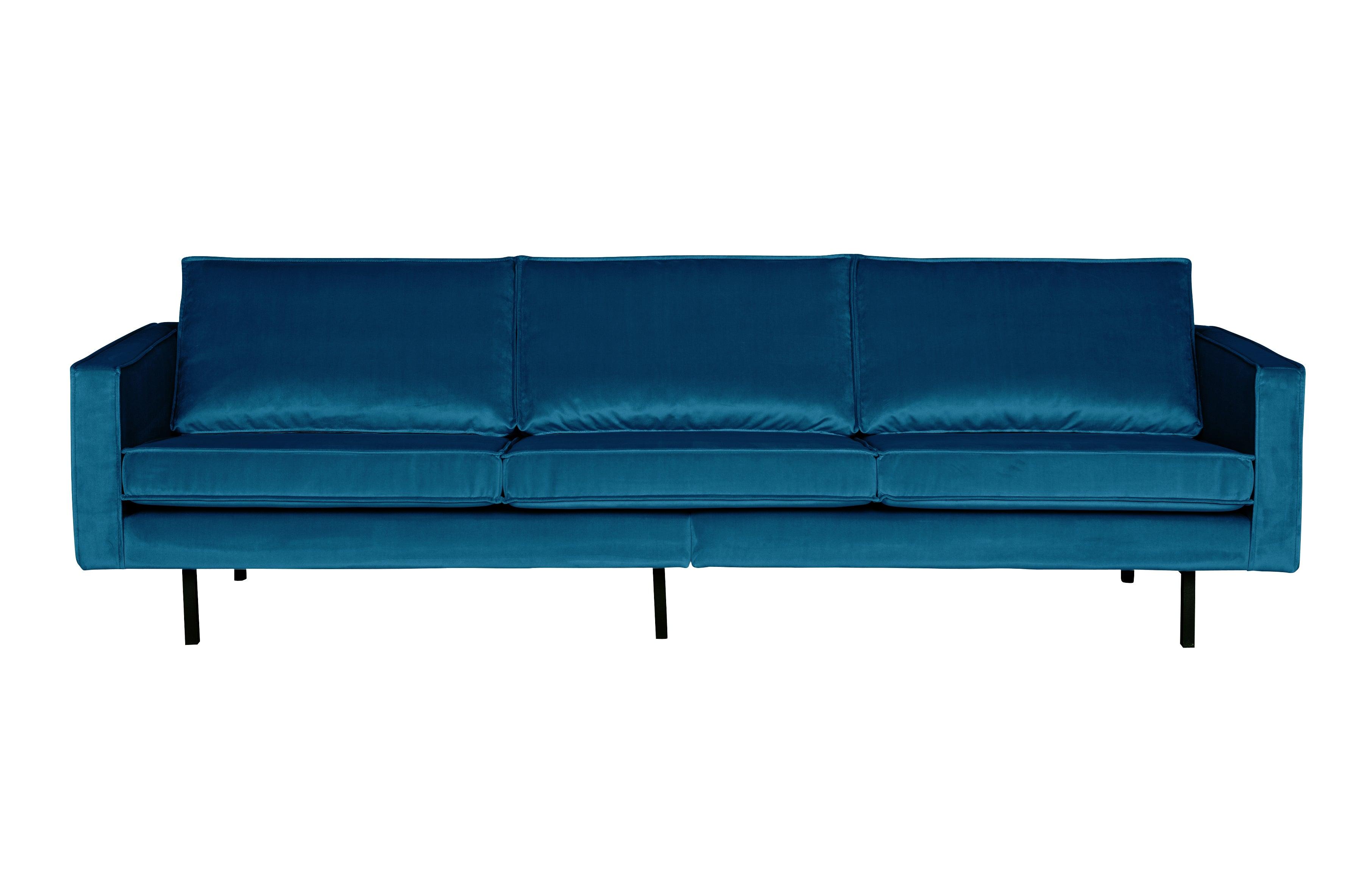 Sofa aksamitna 3-osobowa RODEO niebieski – Woood
