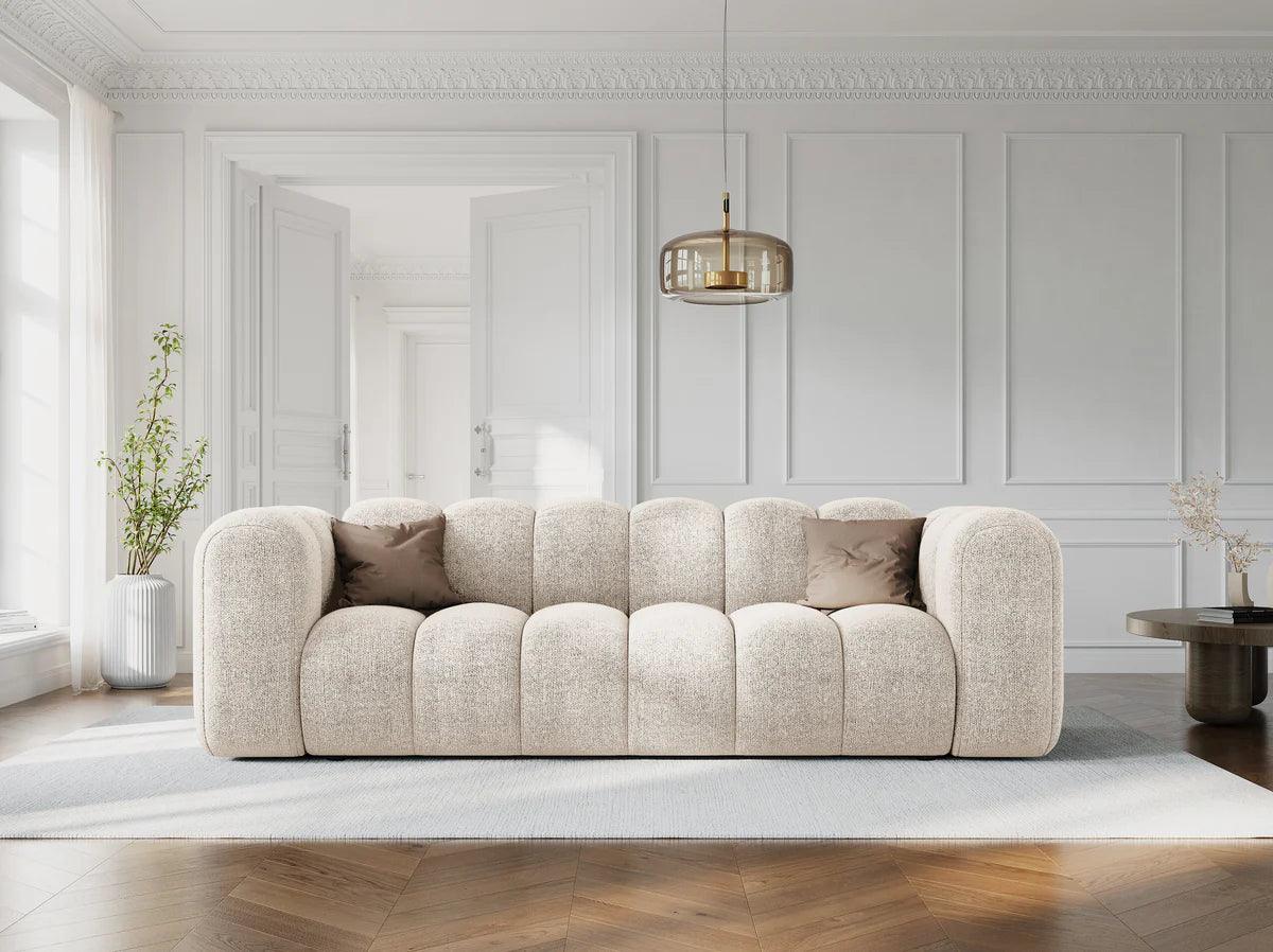 Sofa aksamitna 3-osobowa LUPINE granatowy do salonu