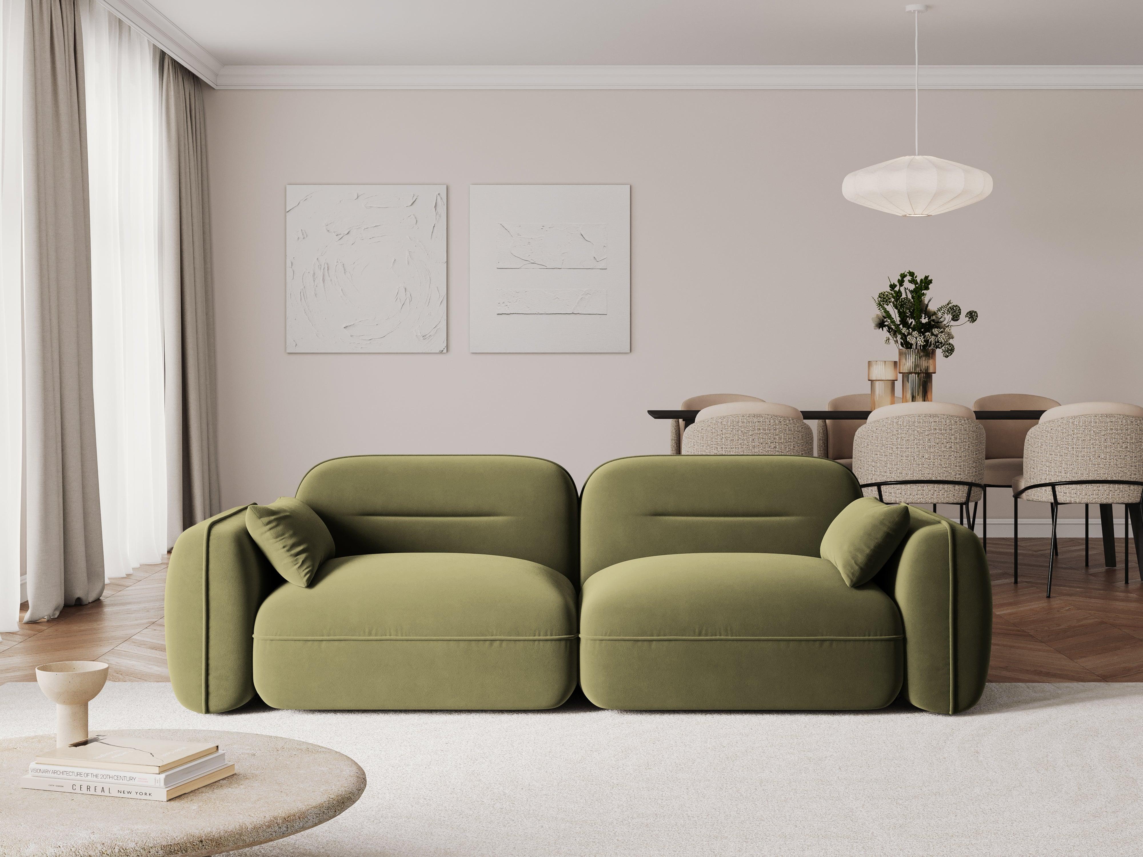 Sofa aksamitna 3-osobowa SYDNEY jasnozielony do salonu