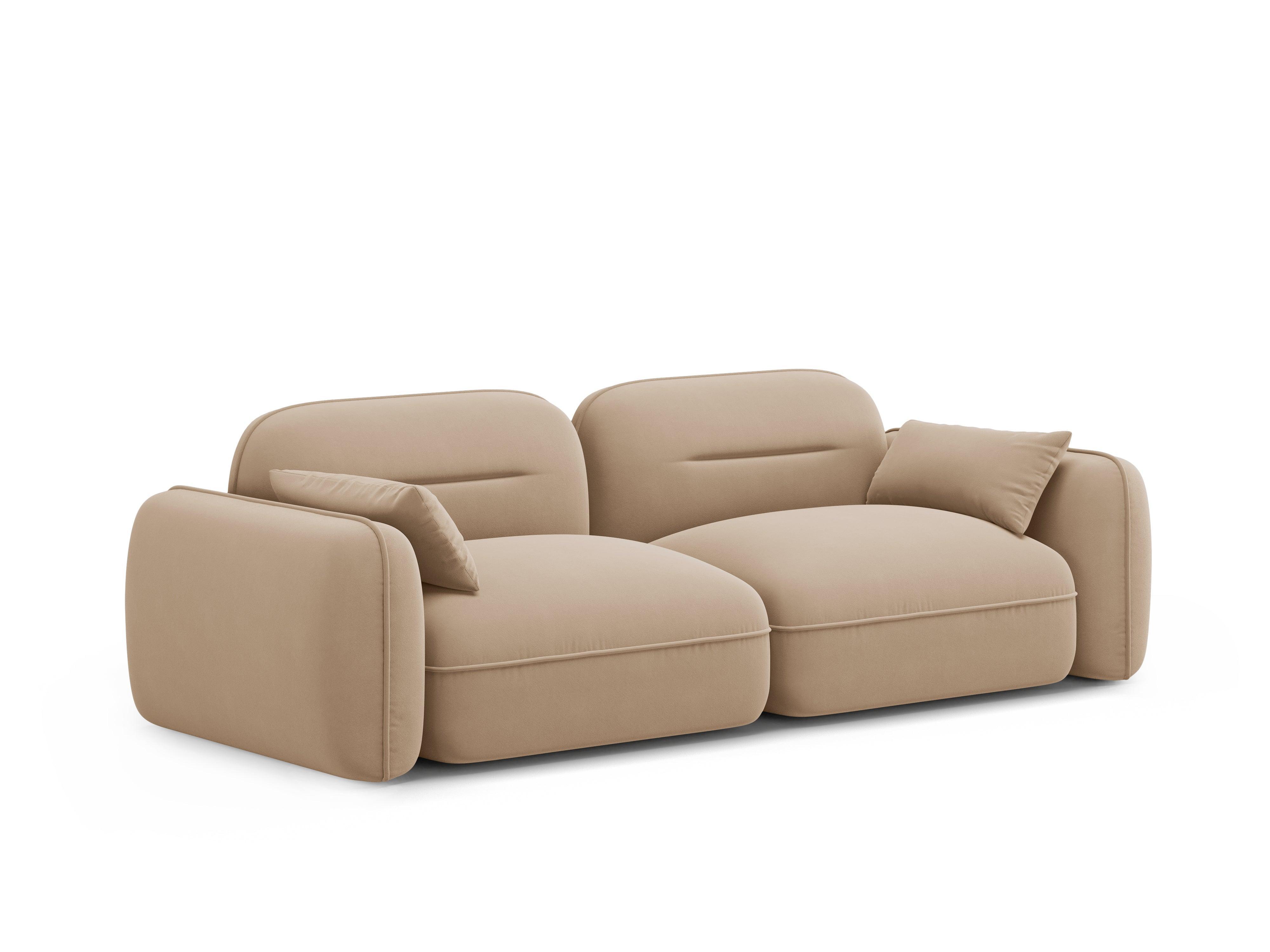 Sofa aksamitna 3-osobowa SYDNEY piaskowy – Cosmopolitan Design