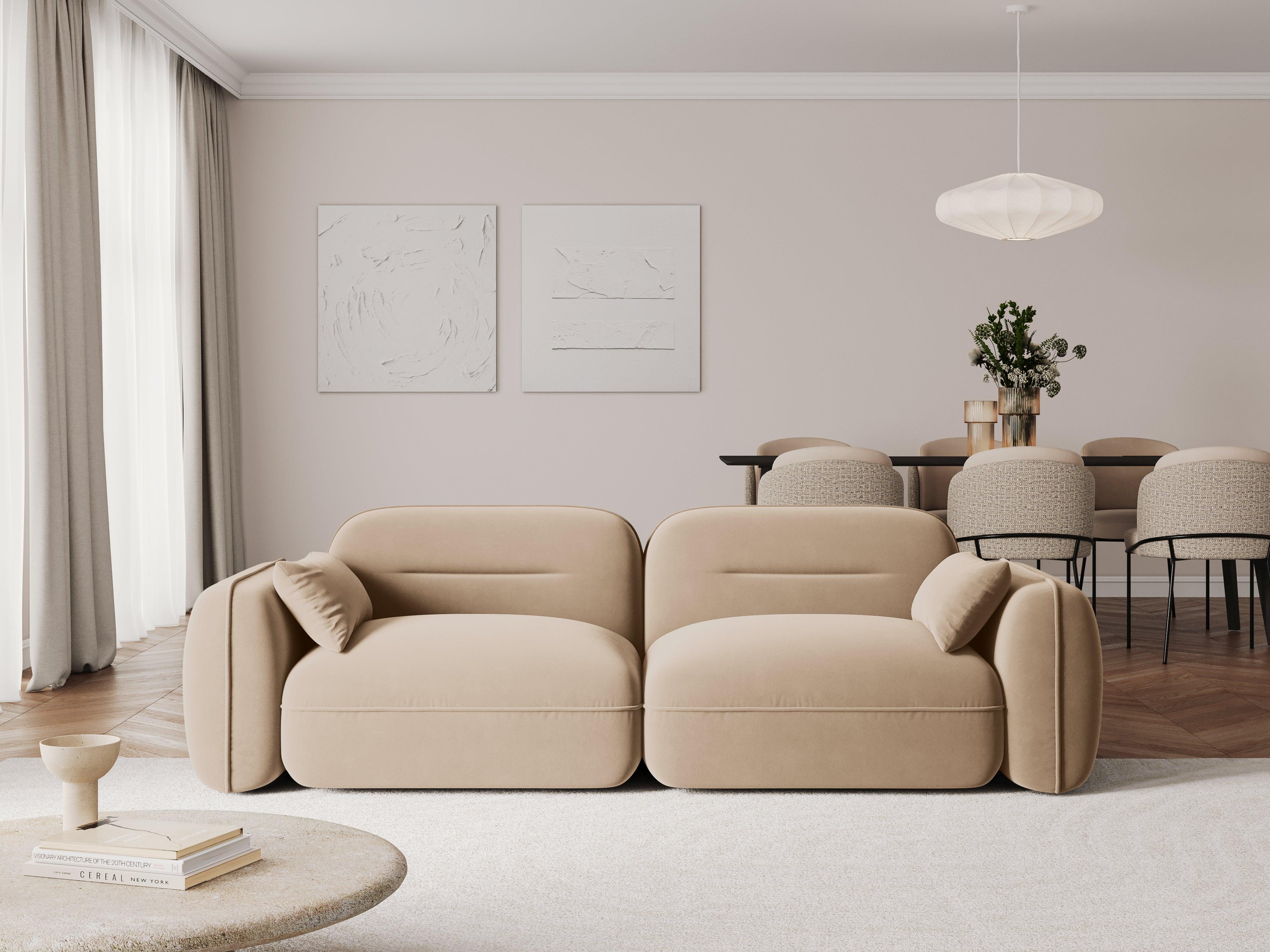 Sofa aksamitna 3-osobowa SYDNEY piaskowy do salonu