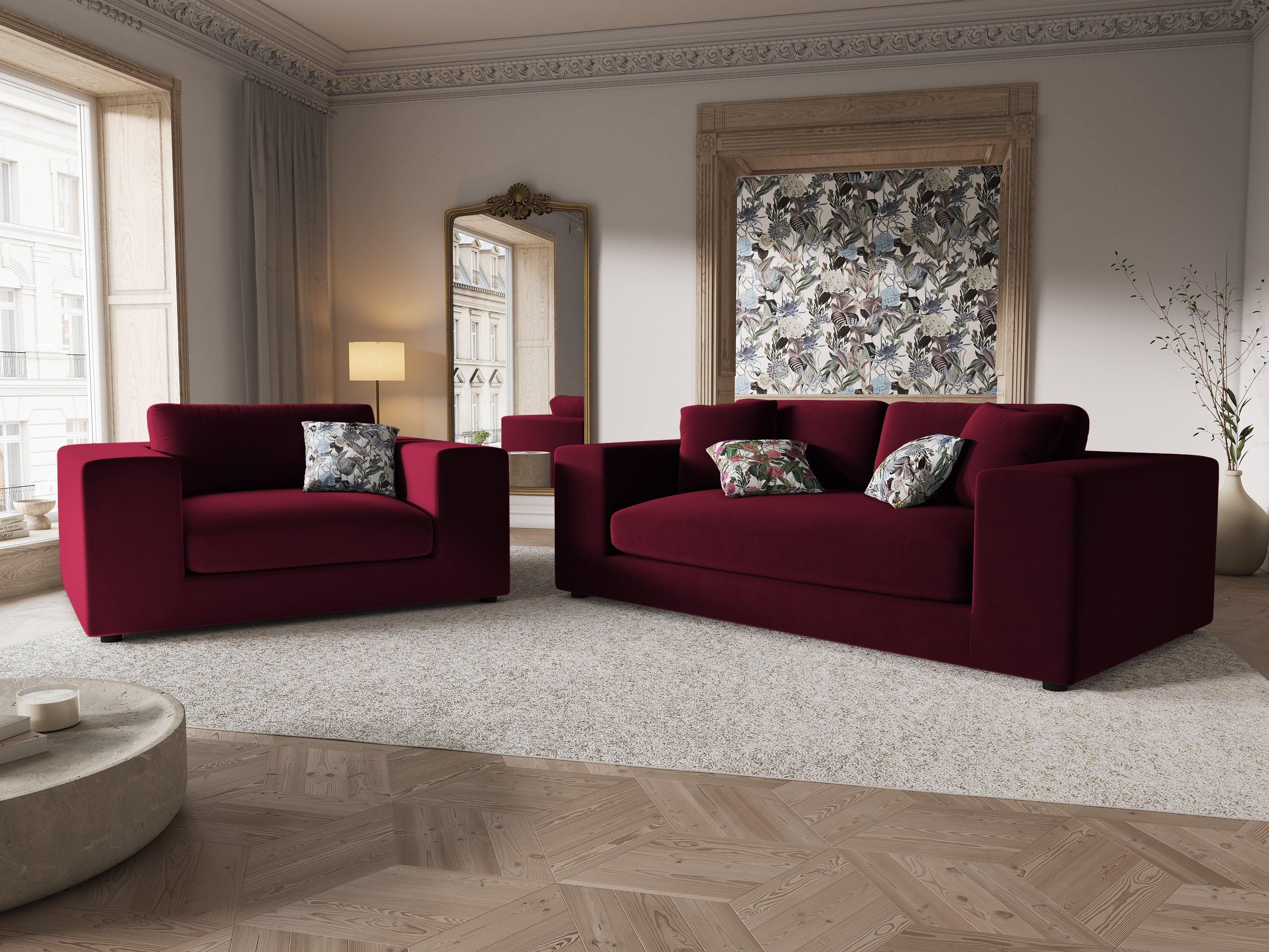 Sofa aksamitna 3-osobowa TENDANCE bordowy CXL by Christian Lacroix Eye on Design