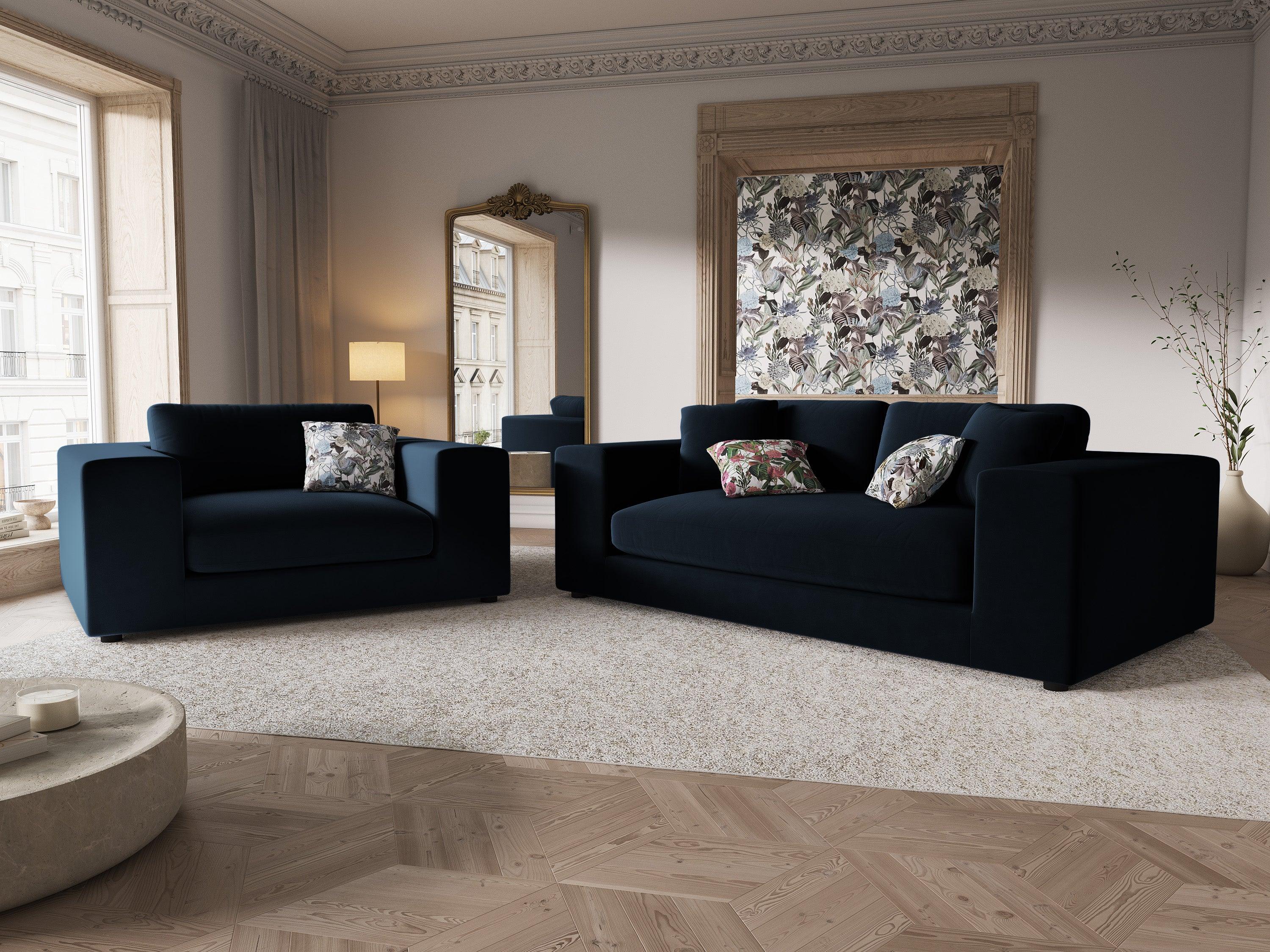 Sofa aksamitna 3-osobowa TENDANCE granatowy CXL by Christian Lacroix Eye on Design