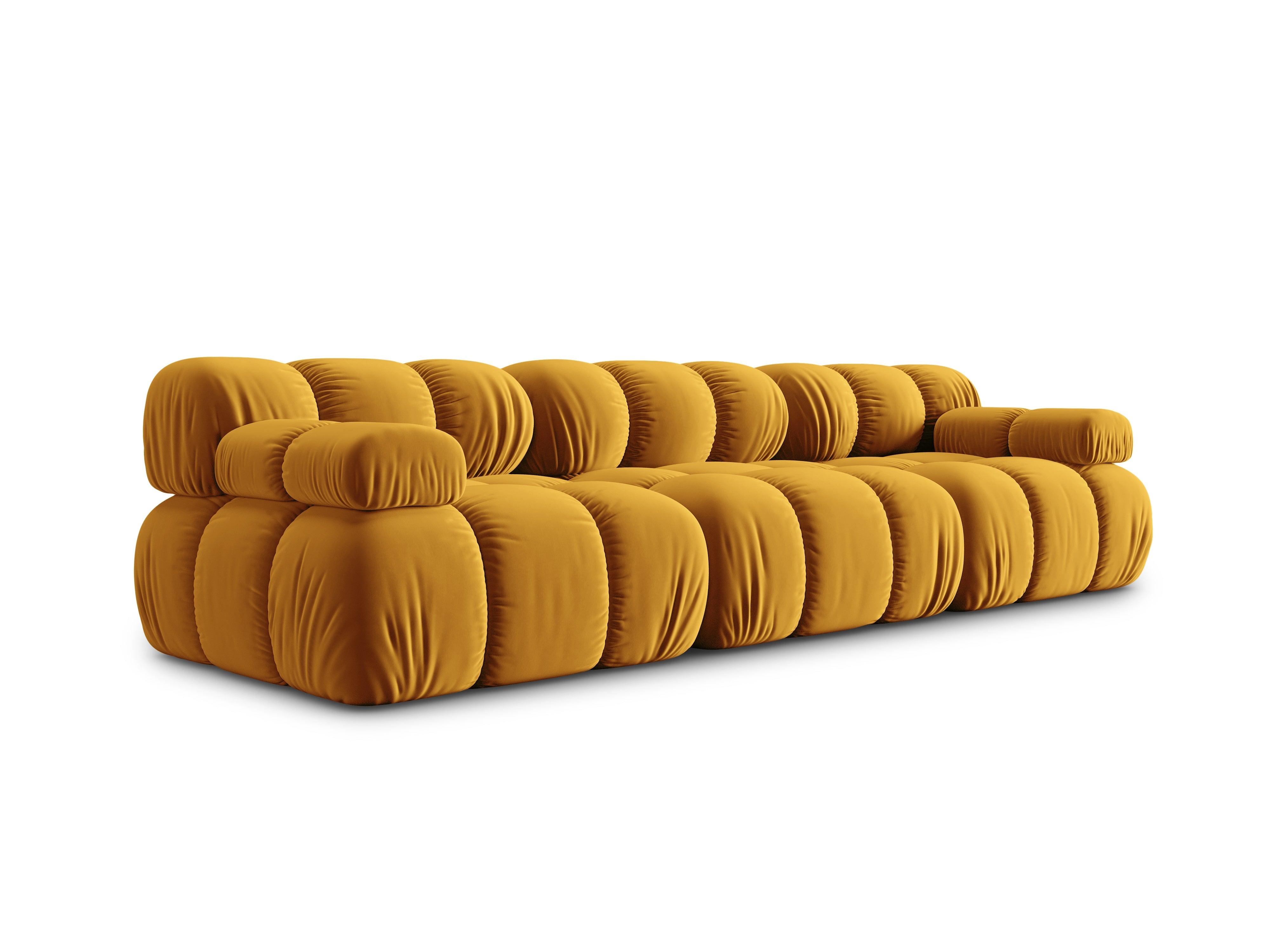 Sofa aksamitna 3-osobowa TROPEA musztardowy Milo Casa Eye on Design