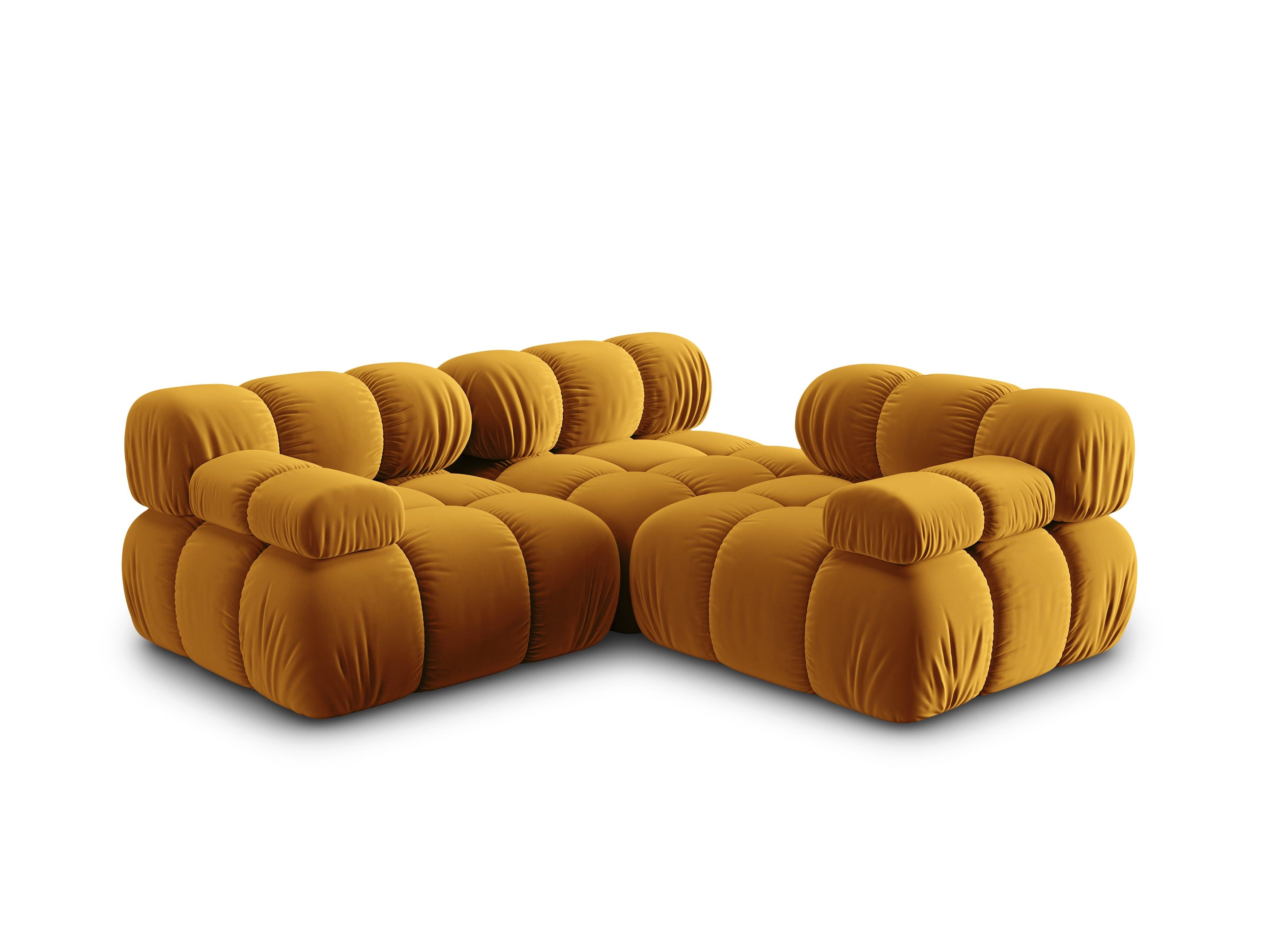 Sofa aksamitna 3-osobowa TROPEA musztardowy Milo Casa Eye on Design