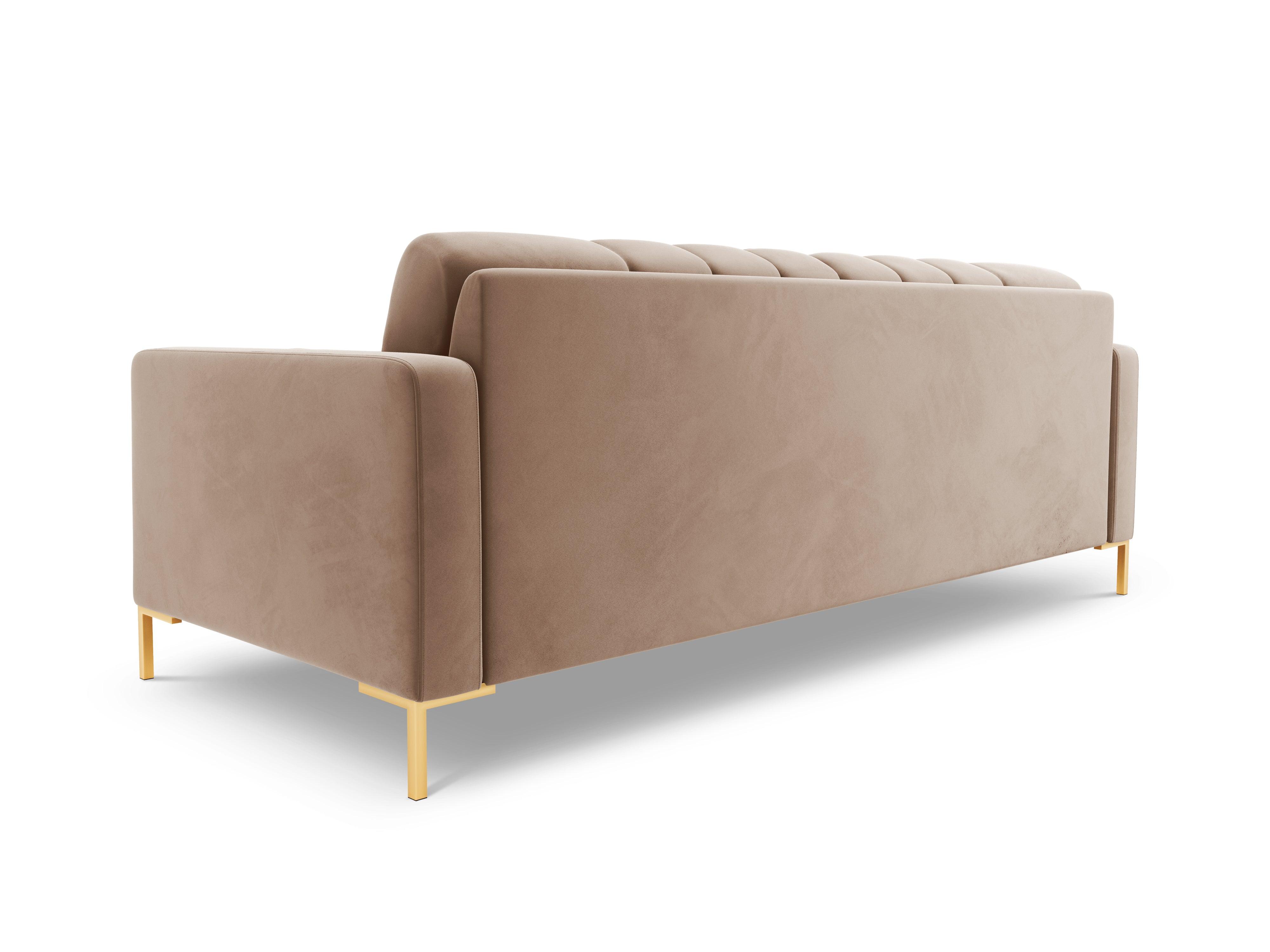 Sofa aksamitna 4-osobowa BALI beżowy ze złotą podstawą Cosmopolitan Design Eye on Design