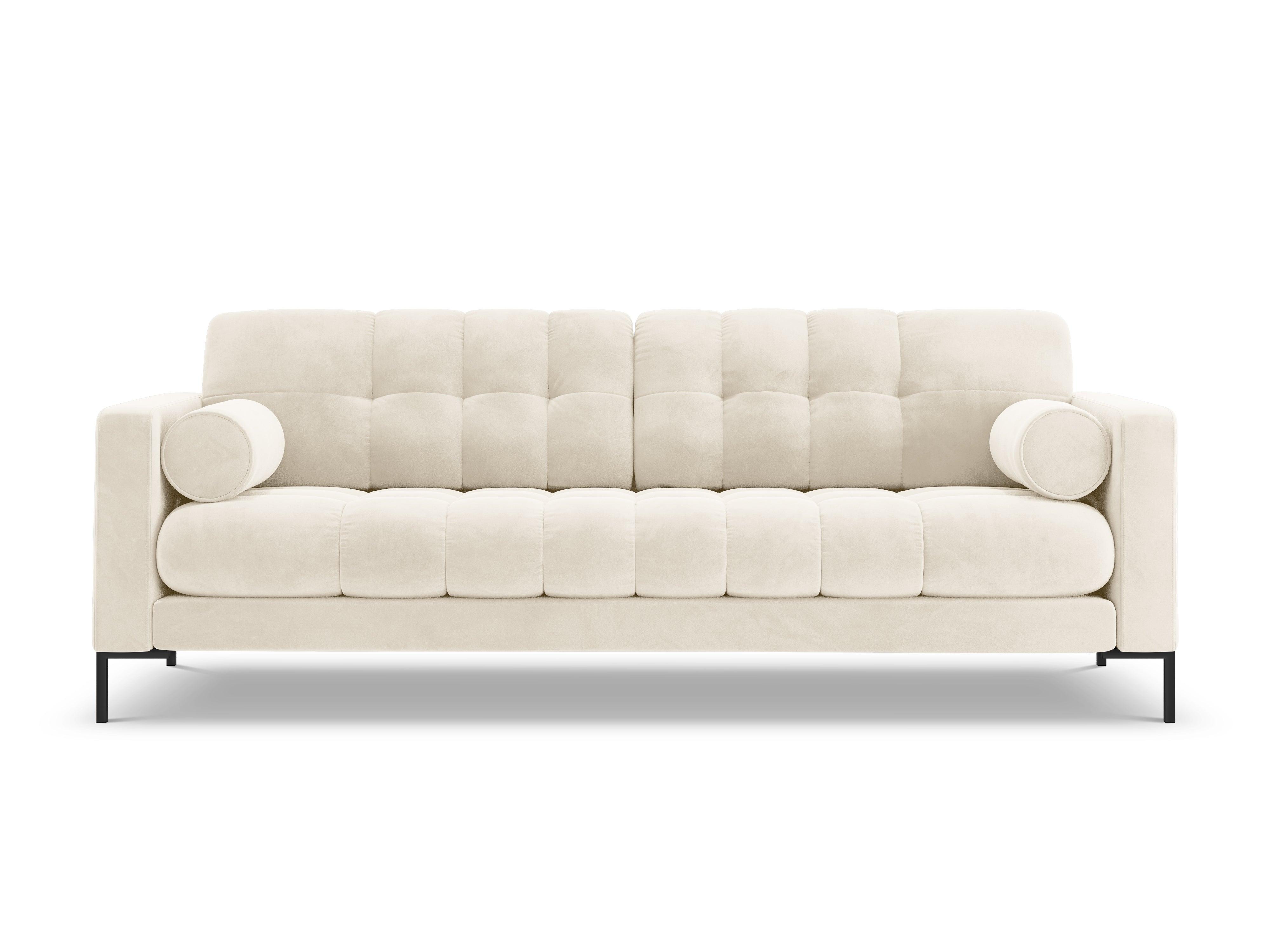 Sofa aksamitna 4-osobowa BALI jasnobeżowy z czarną podstawą Cosmopolitan Design Eye on Design