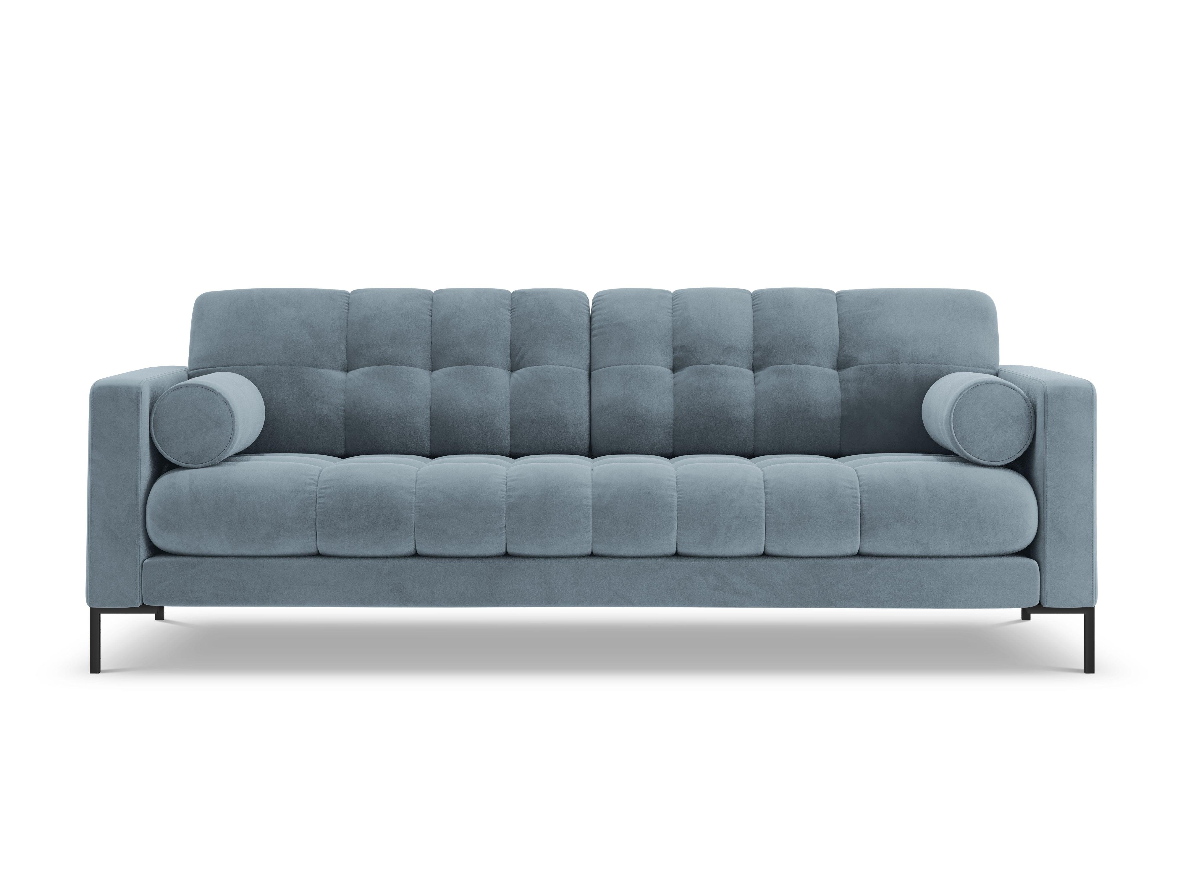 Sofa aksamitna 4-osobowa BALI jasnoniebieski z czarną podstawą Cosmopolitan Design Eye on Design