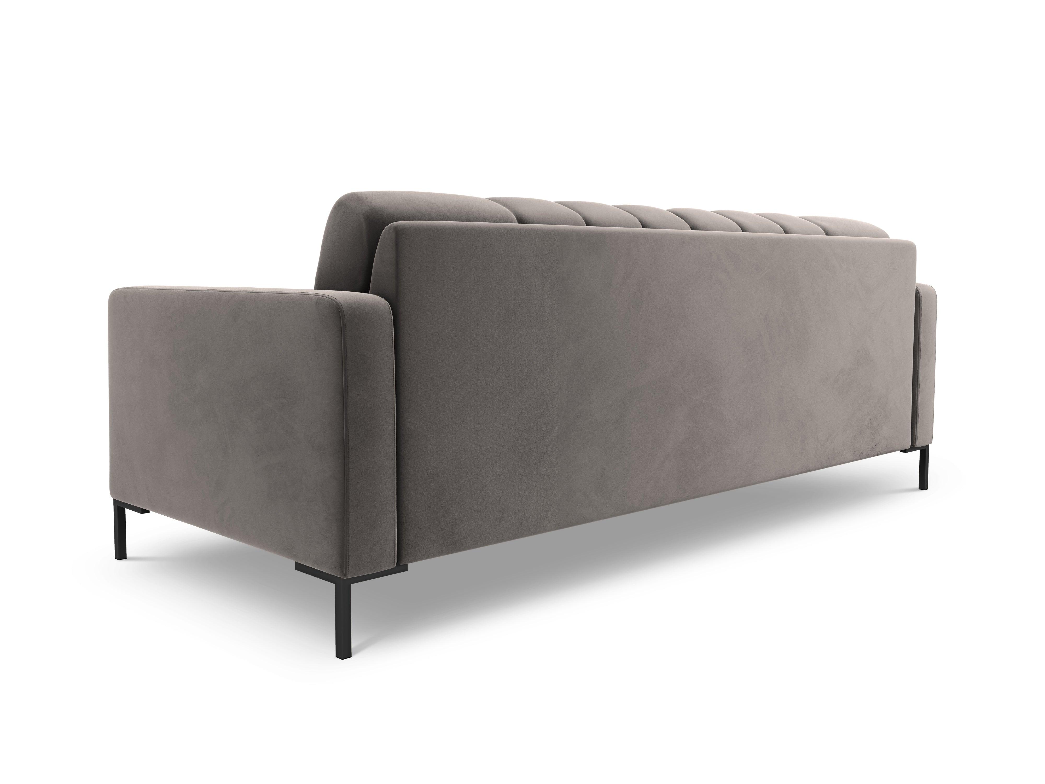 Sofa aksamitna 4-osobowa BALI jasnoszary z czarną podstawą Cosmopolitan Design Eye on Design