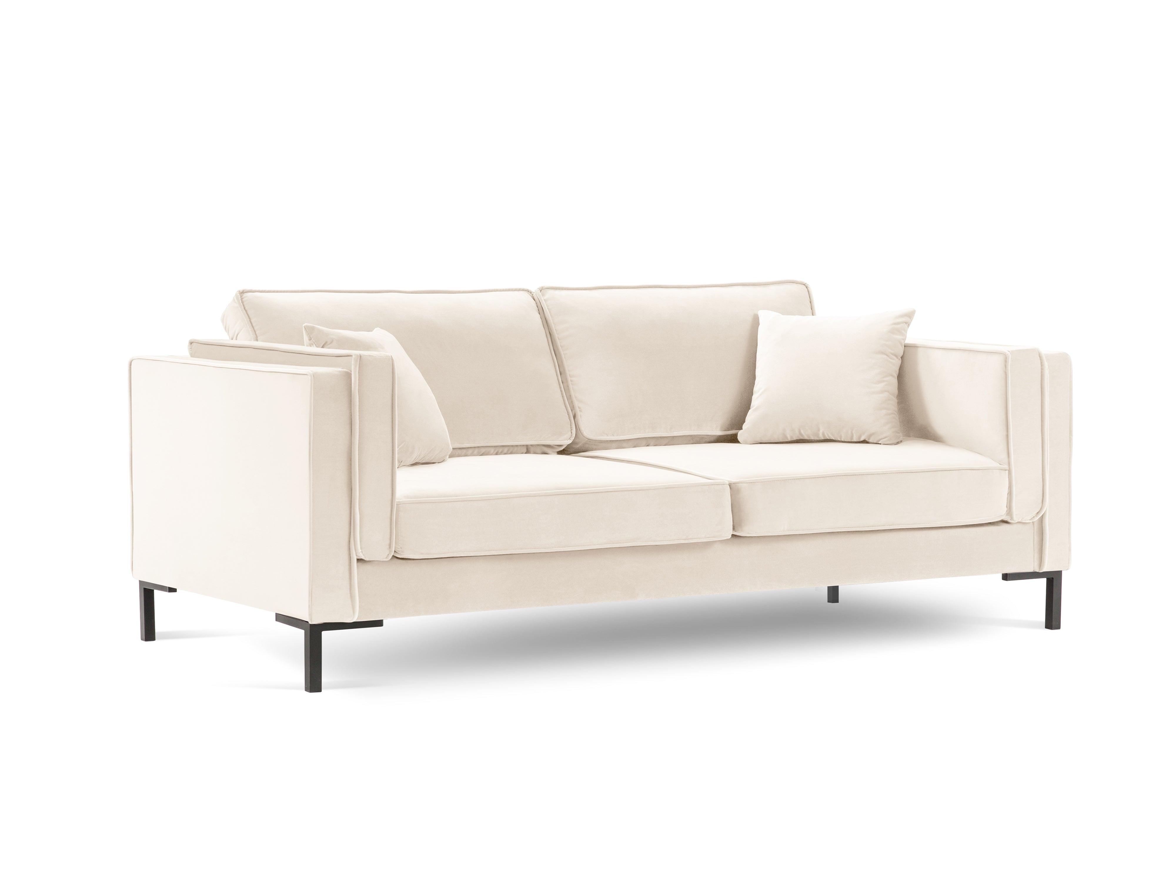 Sofa aksamitna 4-osobowa LUIS beżowy z czarną podstawą Milo Casa Eye on Design