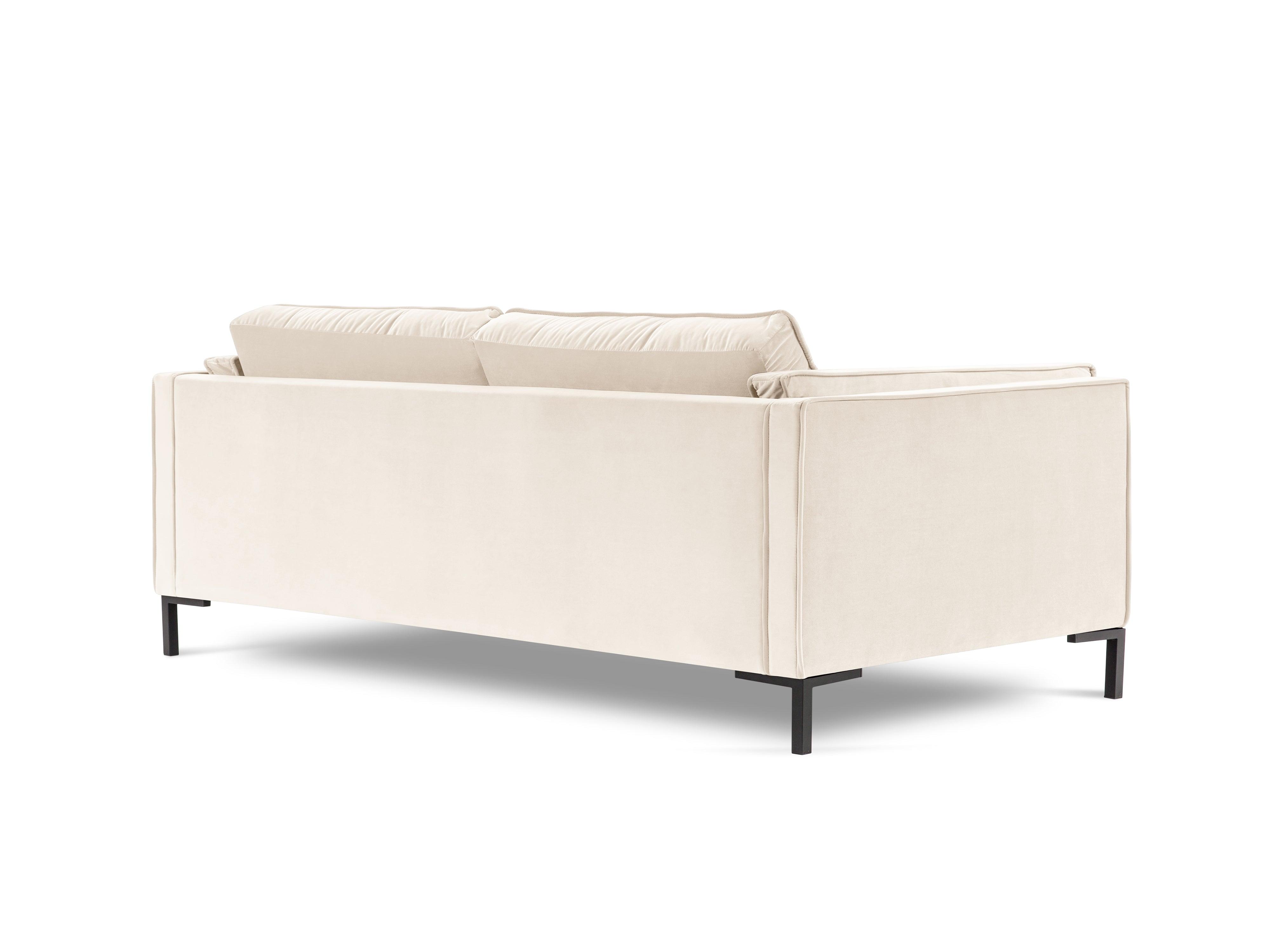 Sofa aksamitna 4-osobowa LUIS beżowy z czarną podstawą Milo Casa Eye on Design