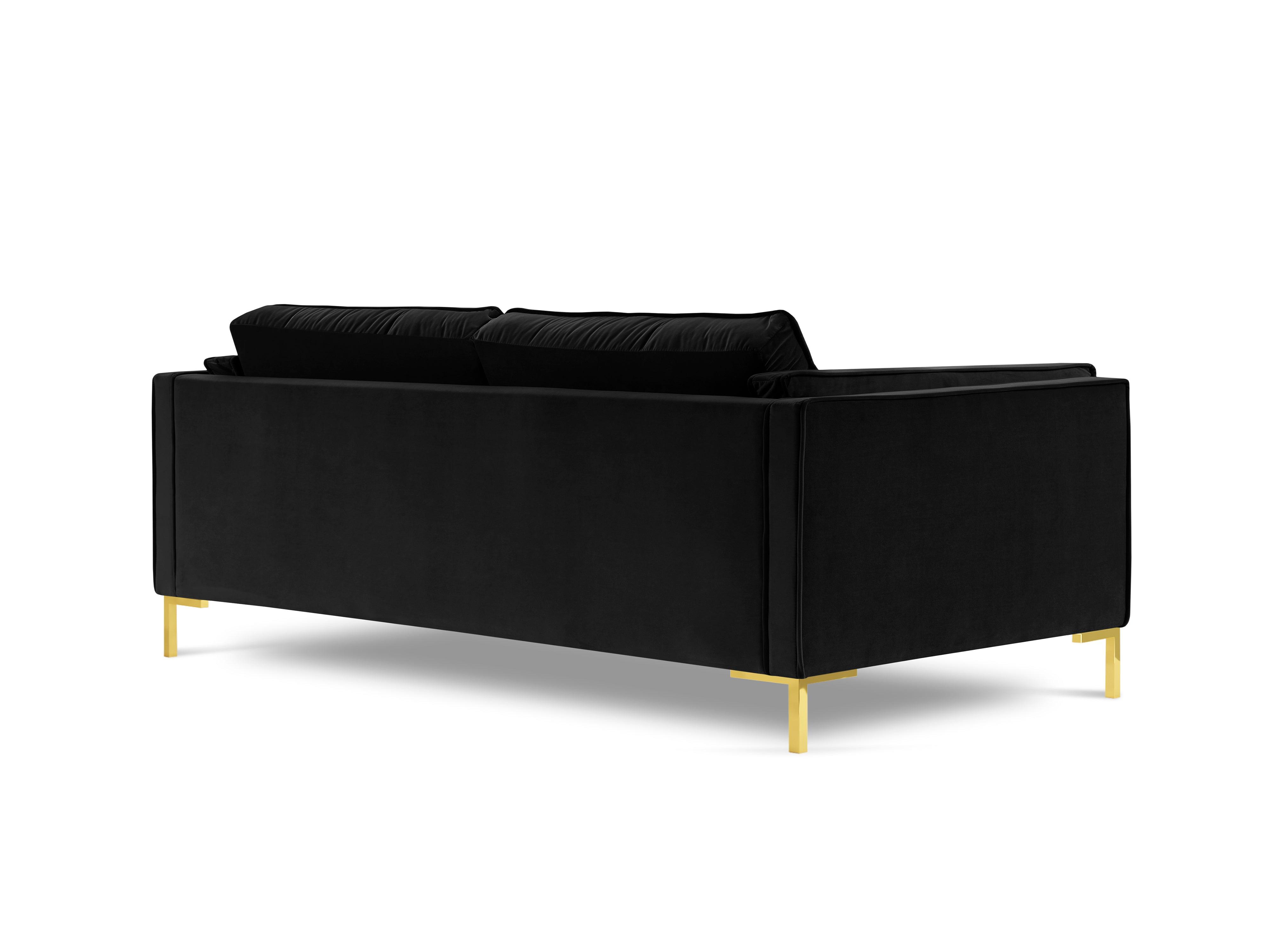 Sofa aksamitna 4-osobowa LUIS czarny ze złotą podstawą Milo Casa Eye on Design
